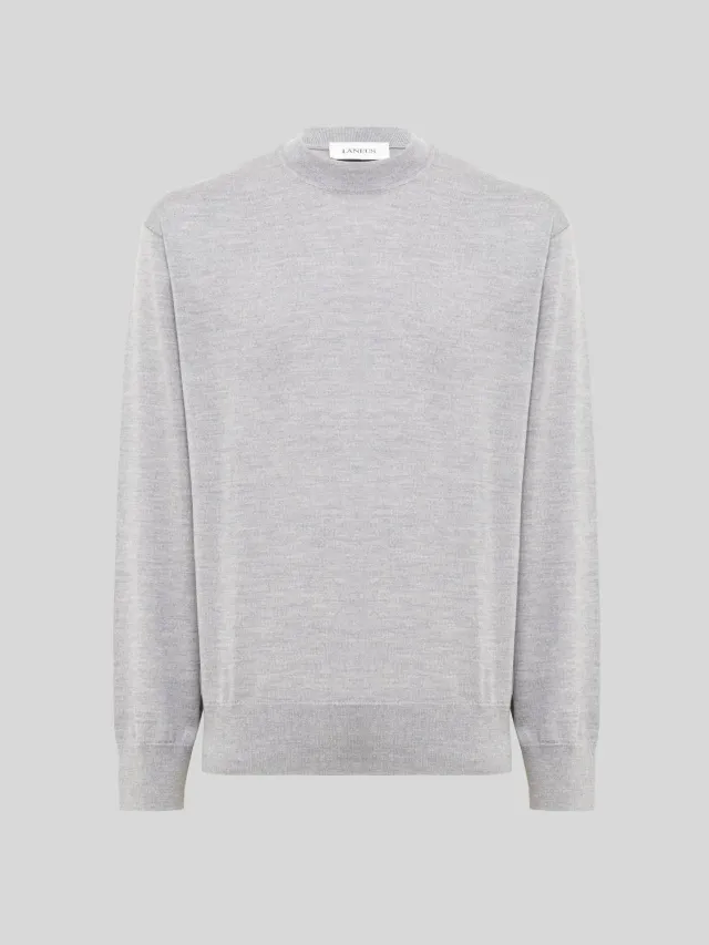 Laneus Merino sweater gråmeleret uld
