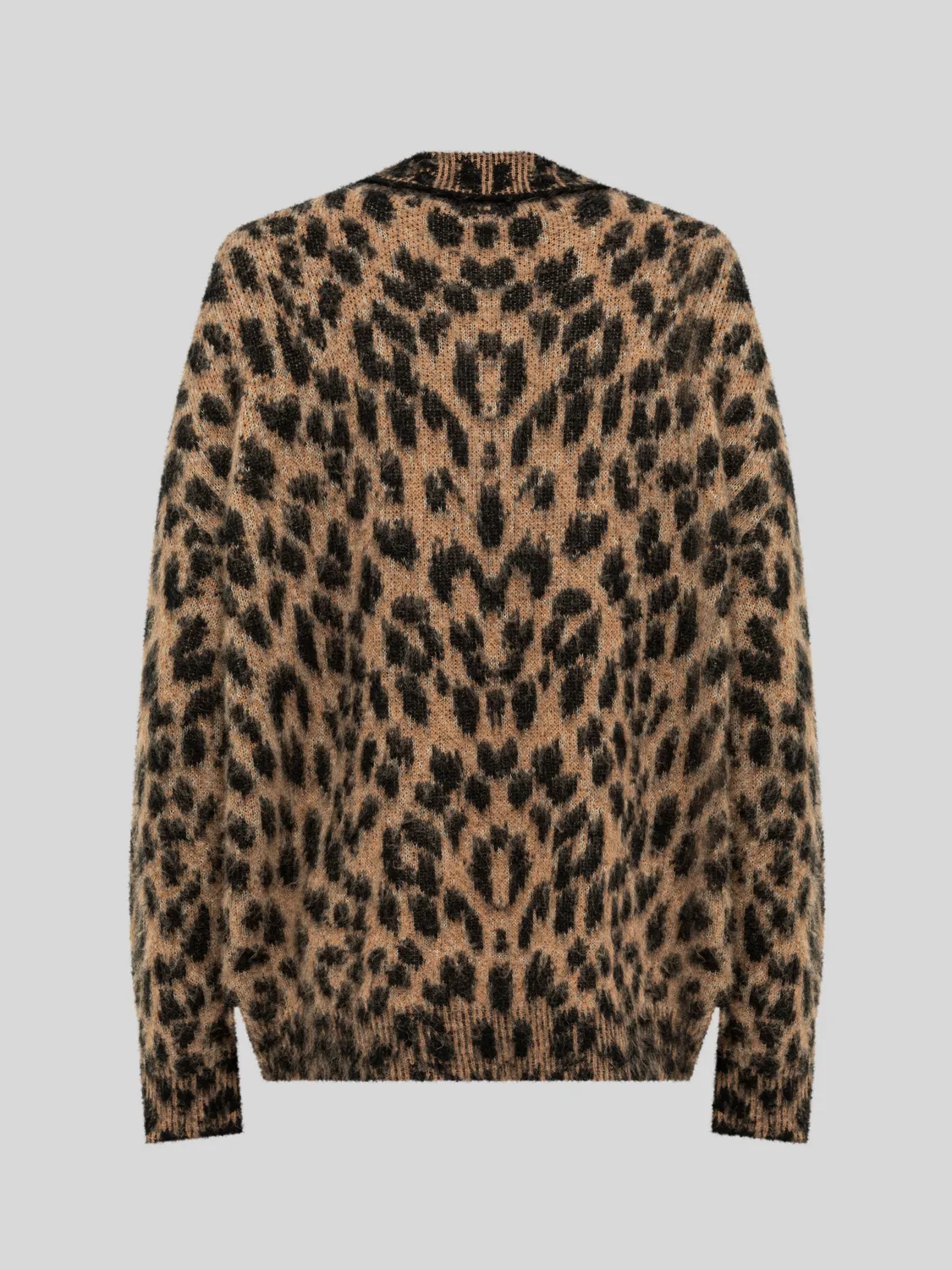 Laneus Brushed Spotted Knit Oversize Polo poloshirt natur alpakastrik