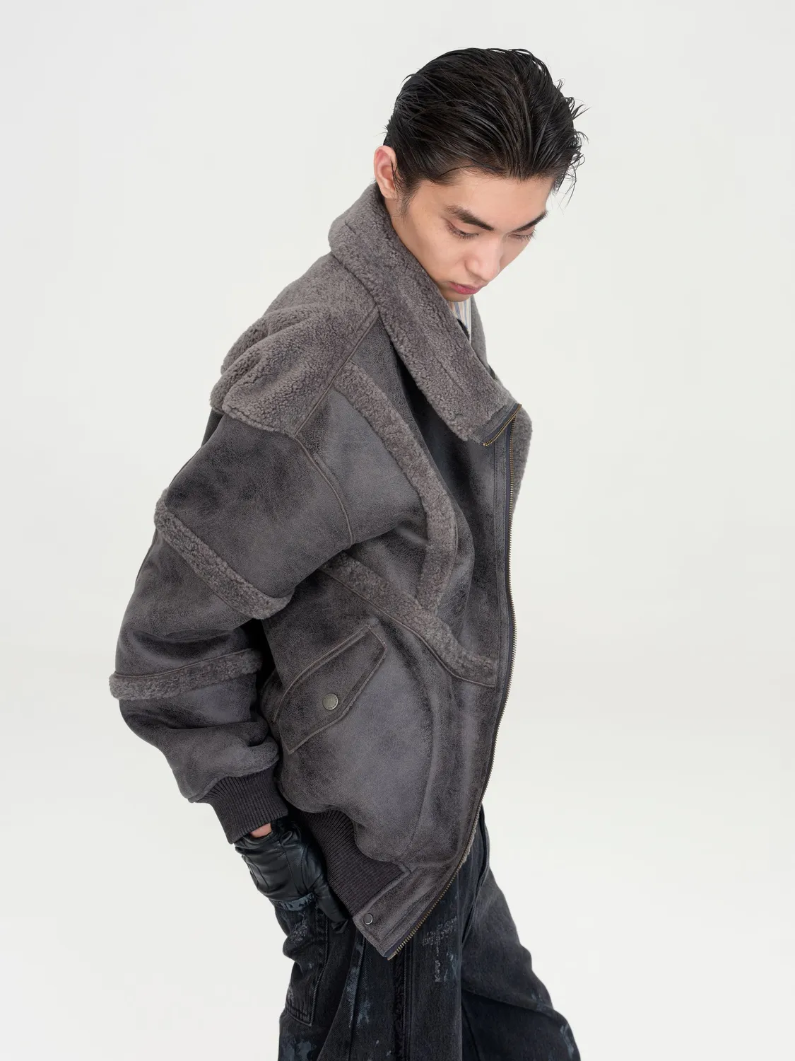 Feng Chen Wang Reversible Shearling jakke vendbar M