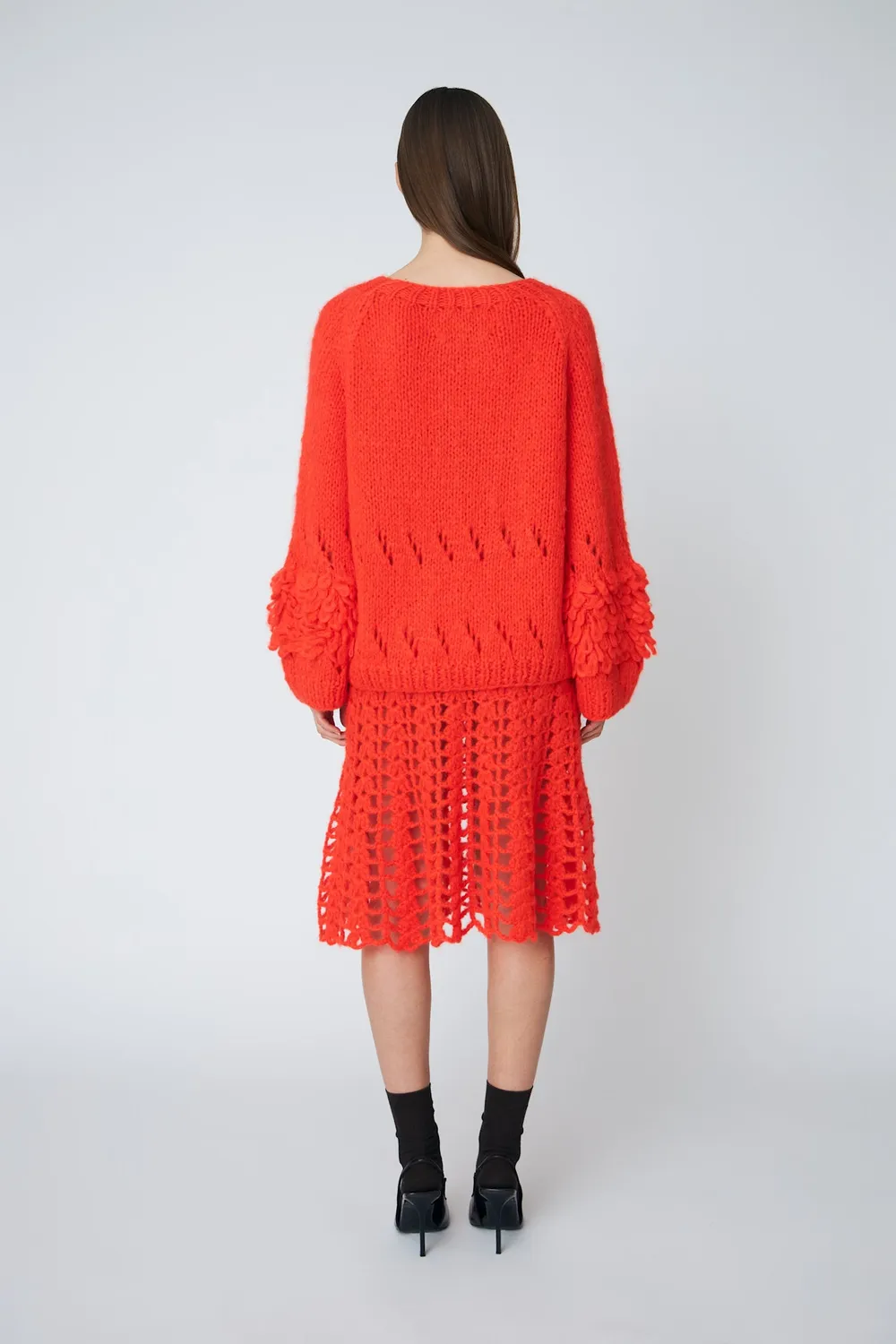 Dawn x Dare Emma Crochet nederdel chili mohair