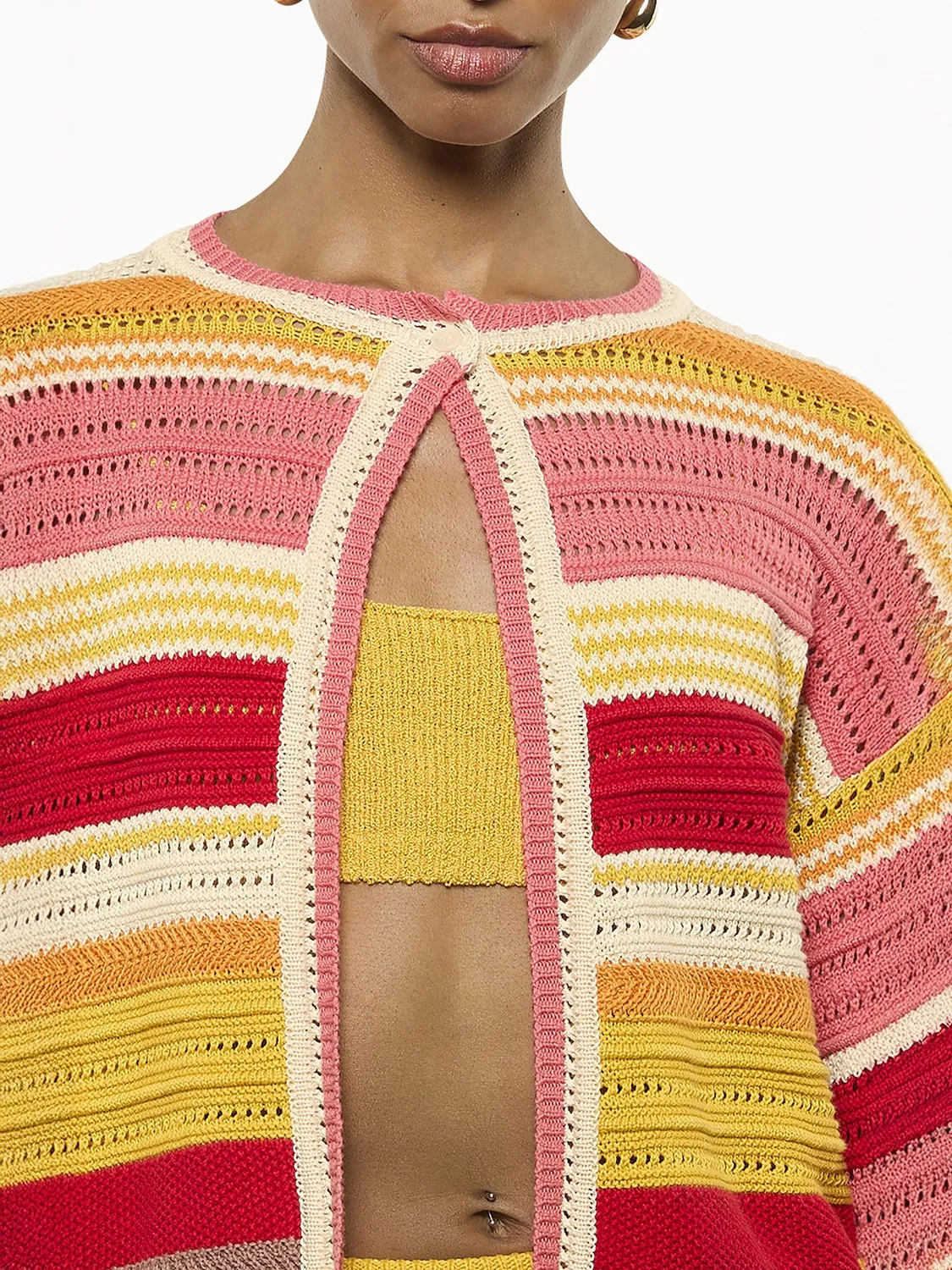 Laneus Multicolor cardigan pink bomuld