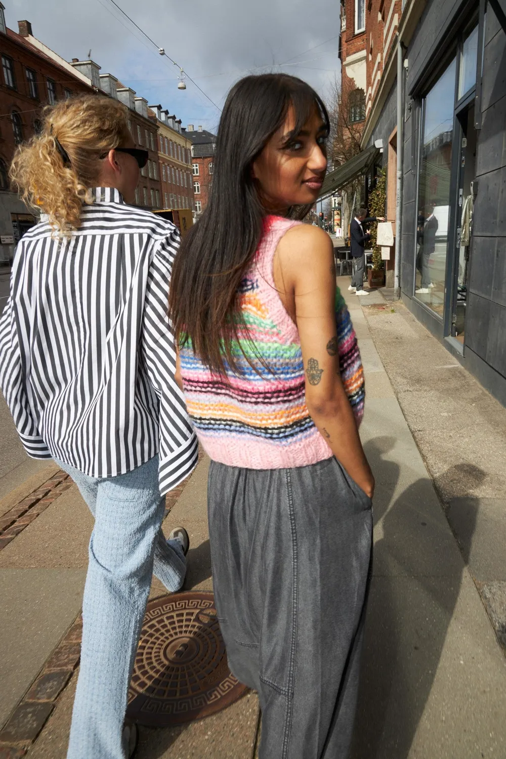 DAWN x DARE GINNY STRIPE strikvest 920 pink multi mohair