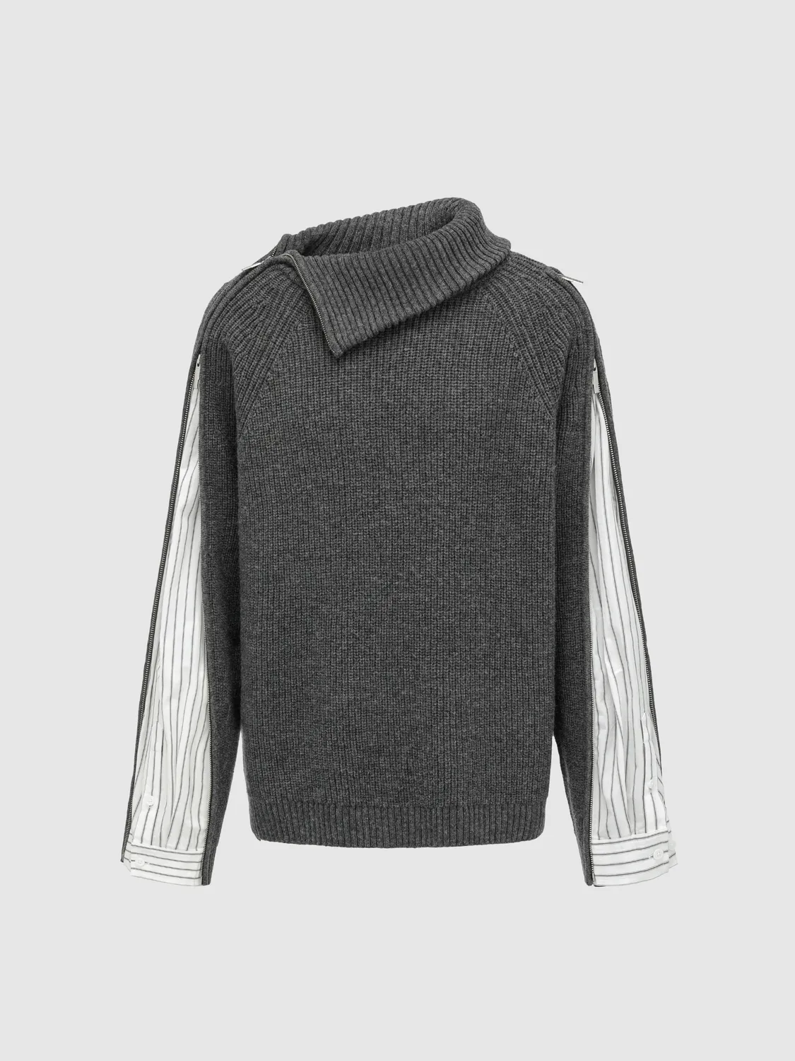 Feng Chen Wang Deconstructed Shirt Fabric Sweater strik patchwork