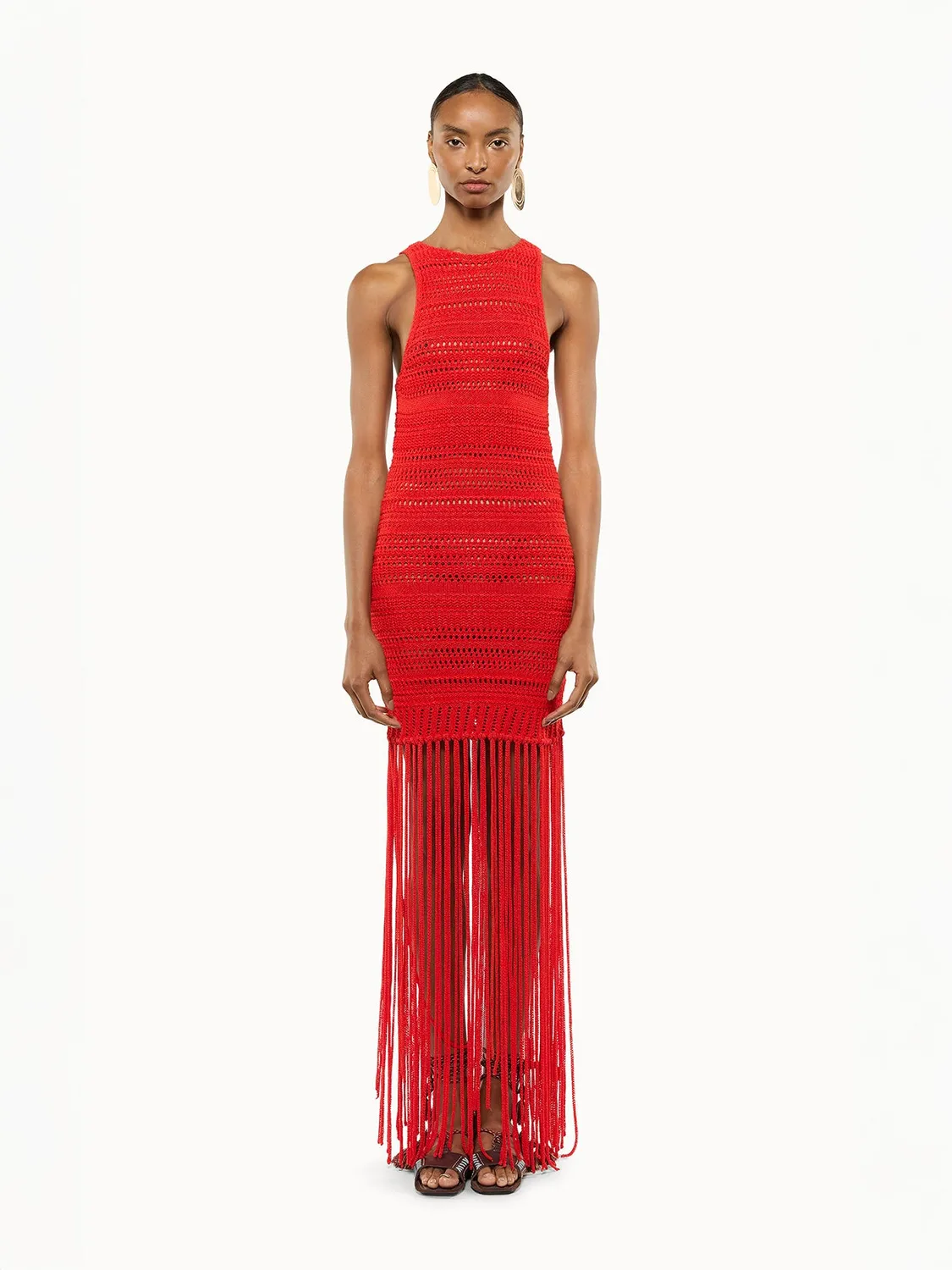 Laneus Fringed Dress kjole rød med frynser