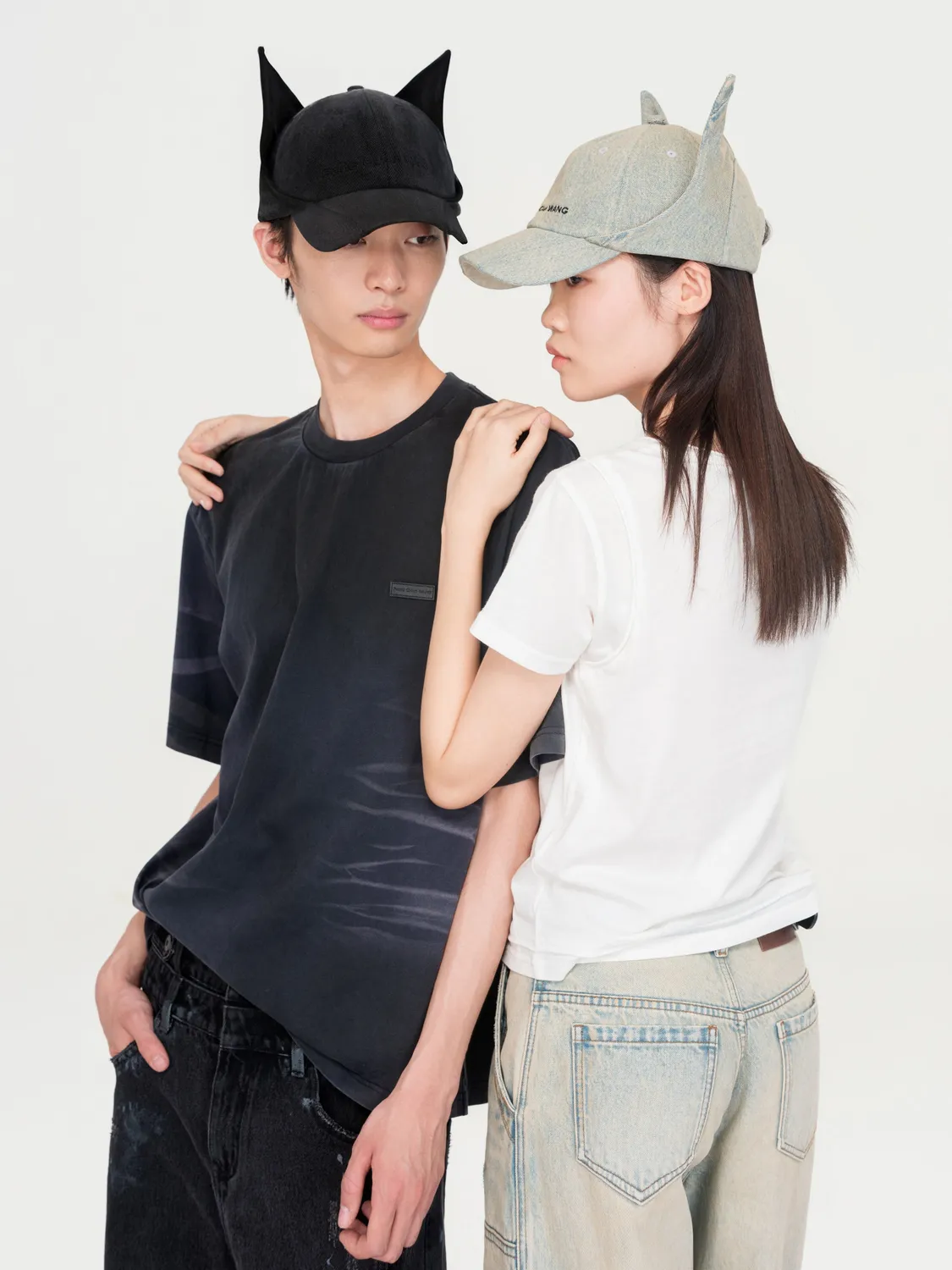 Feng Chen Wang Cat-Ear kasket sort denim
