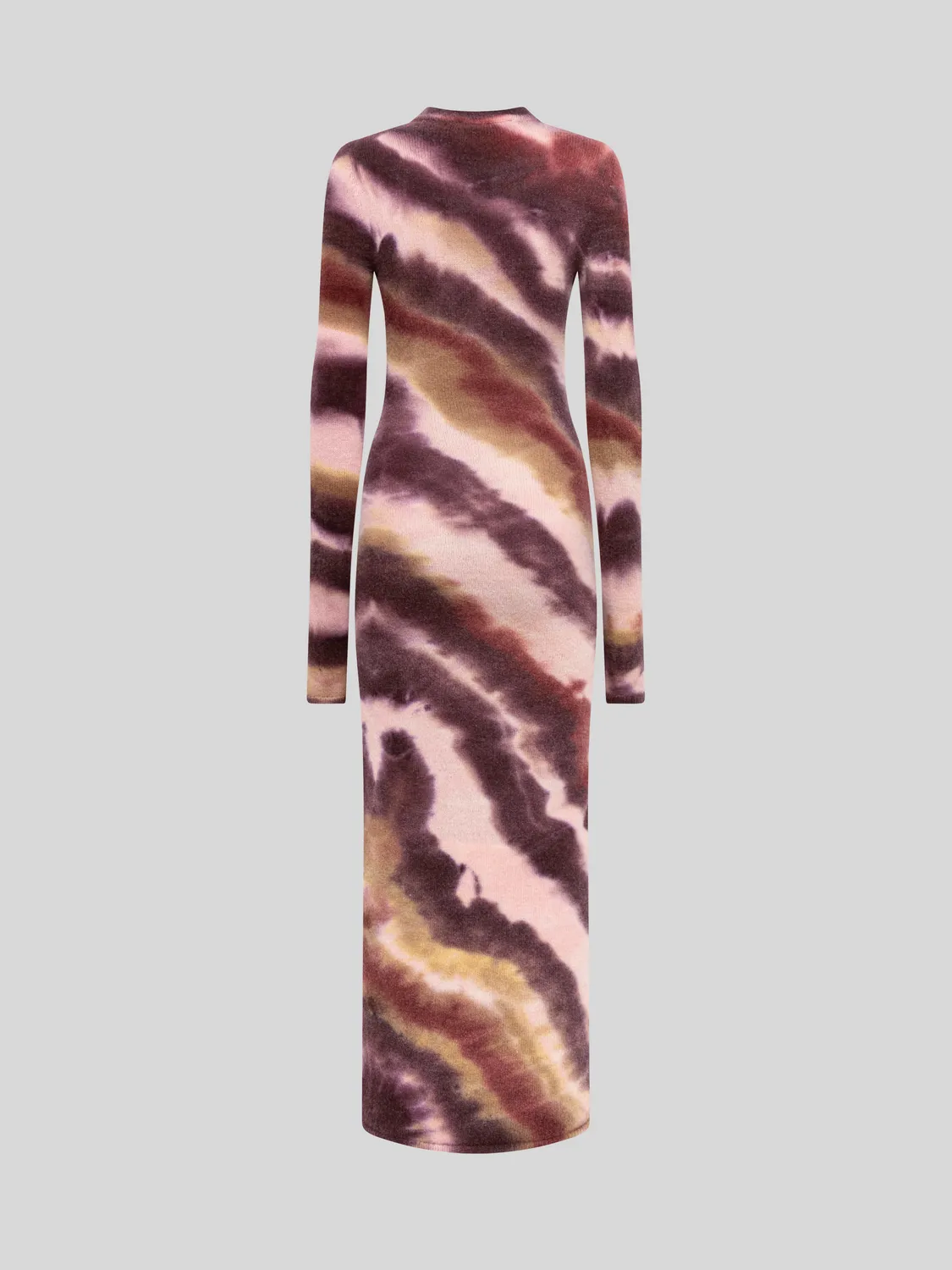 Laneus lang strikkjole uld cashmere multifarvet
