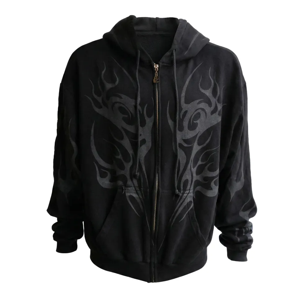 Hellstar Tribal Flame Zip-Up sort fleece