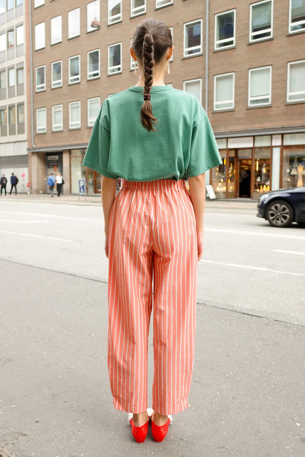 Caro Editions Coco Pants bukser orange stribe bomuld
