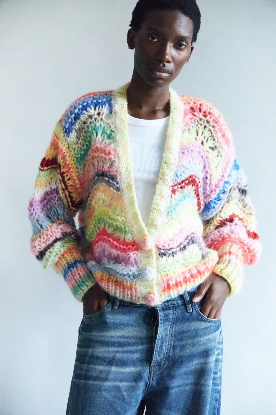 DAWNXDARE Esmeralda DS strikcardigan 900 multi mohair