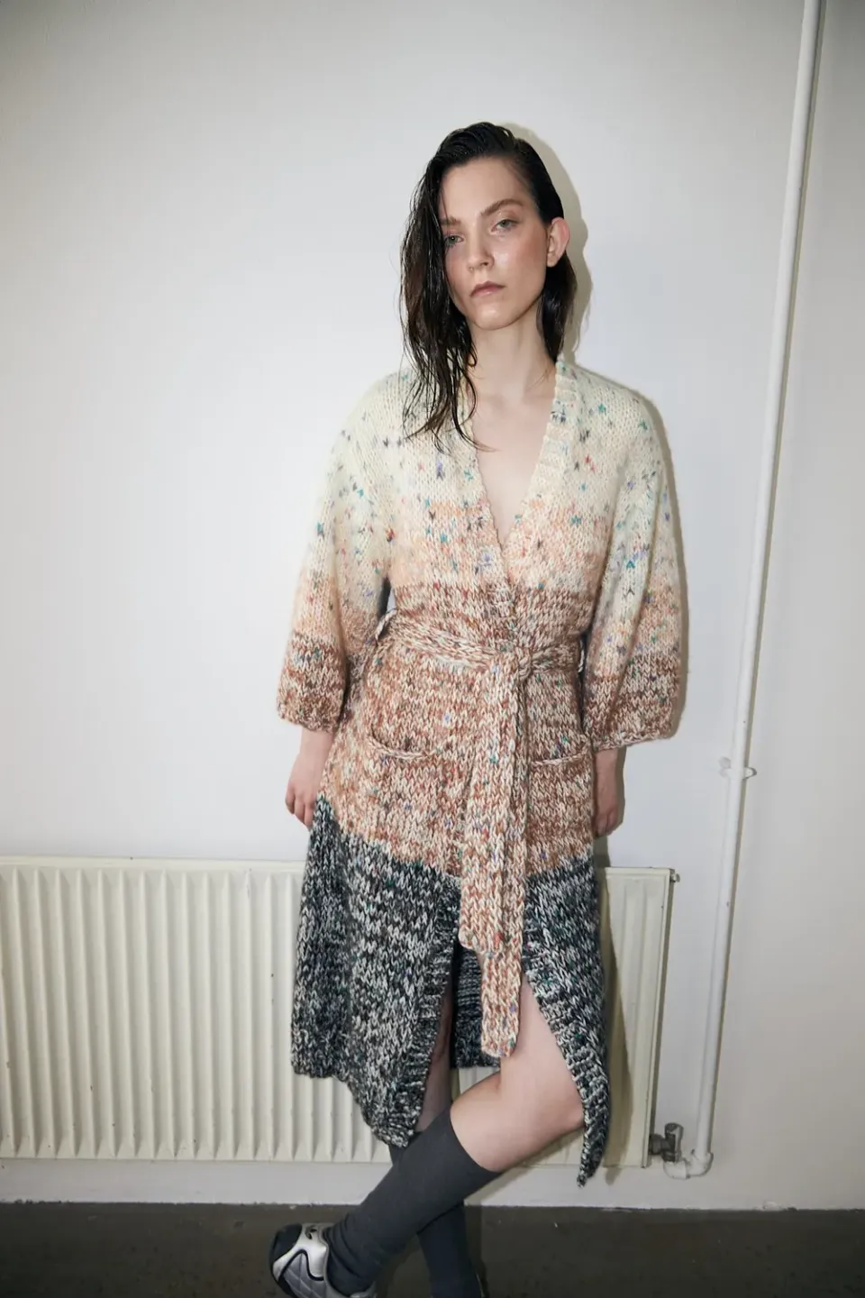 DAWNxDARE Florence strik cardigan 910 natural bælte
