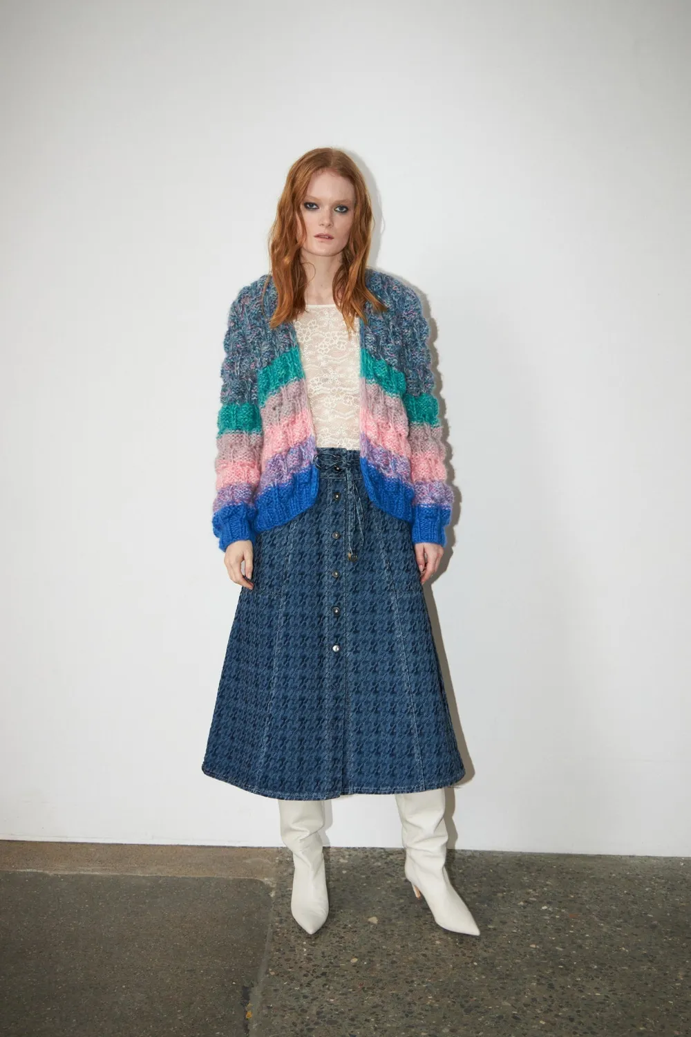 DAWNXDARE Arena Rainbow 930 cardigan blå mohair