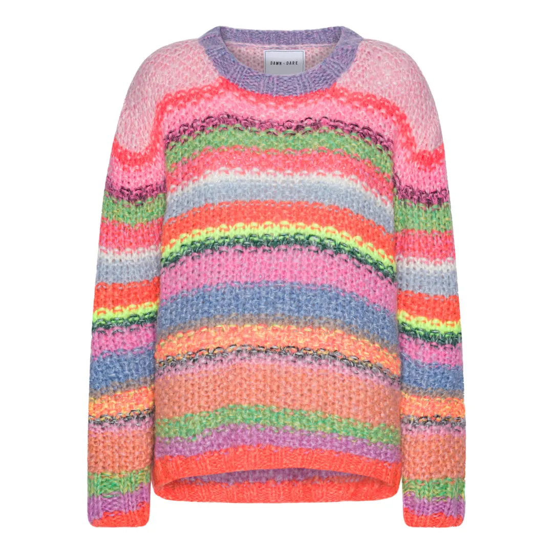 DAWN x DARE HALEY strikpullover multi stribet mohair