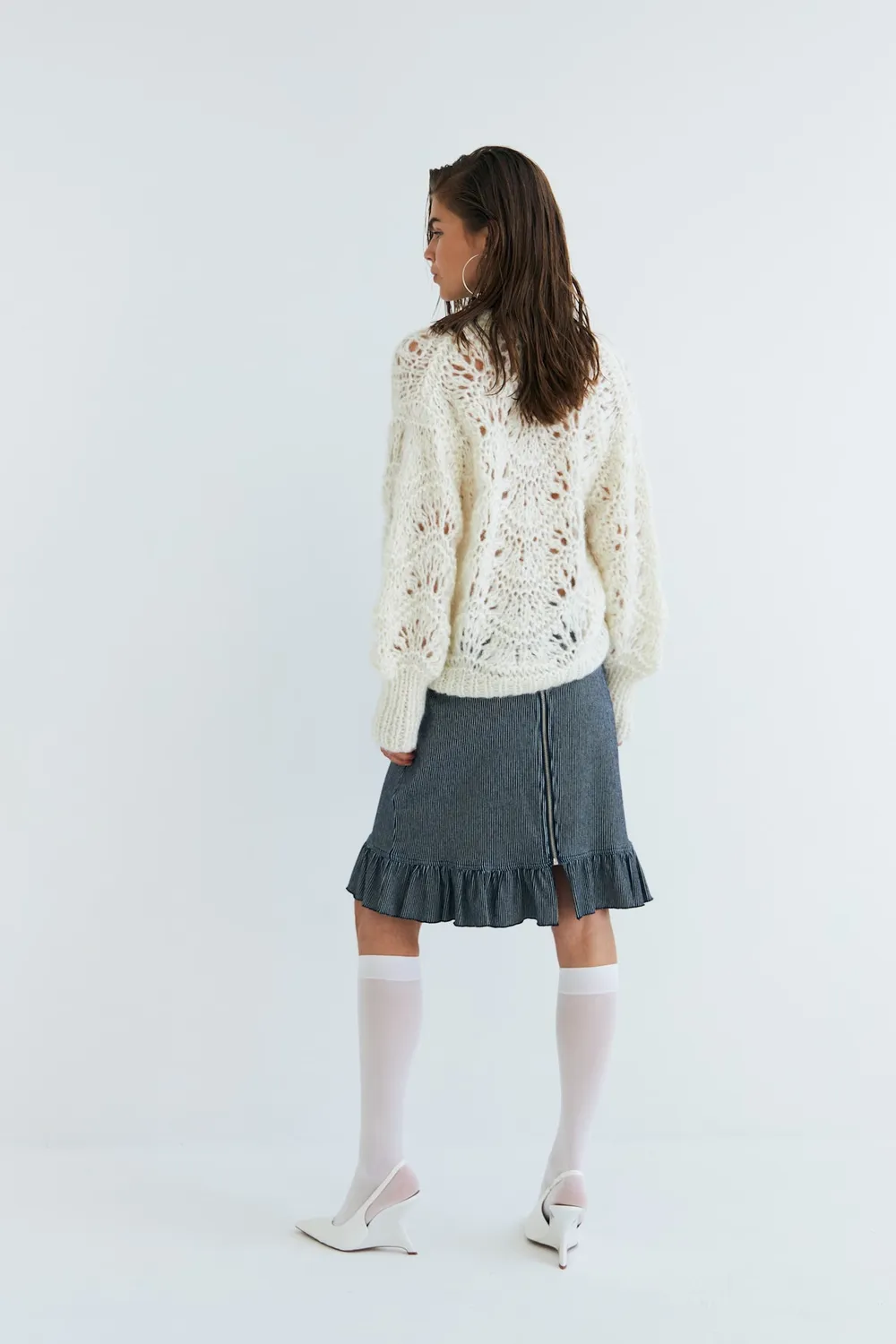DAWNXDARE Esmeralda cardigan 102 chalk bølgemønster