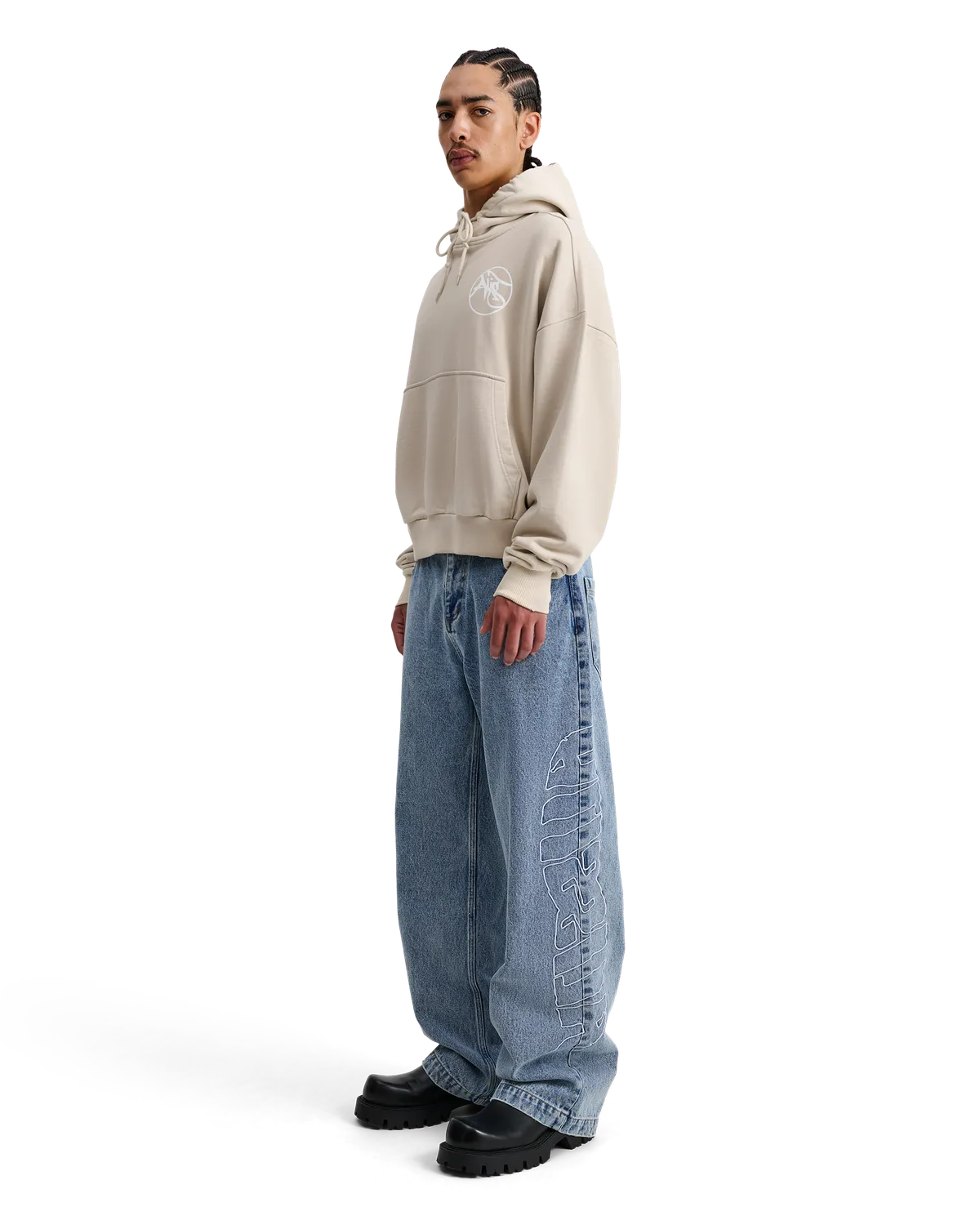 Alis Malto cropped hoodie faded sand bomuld