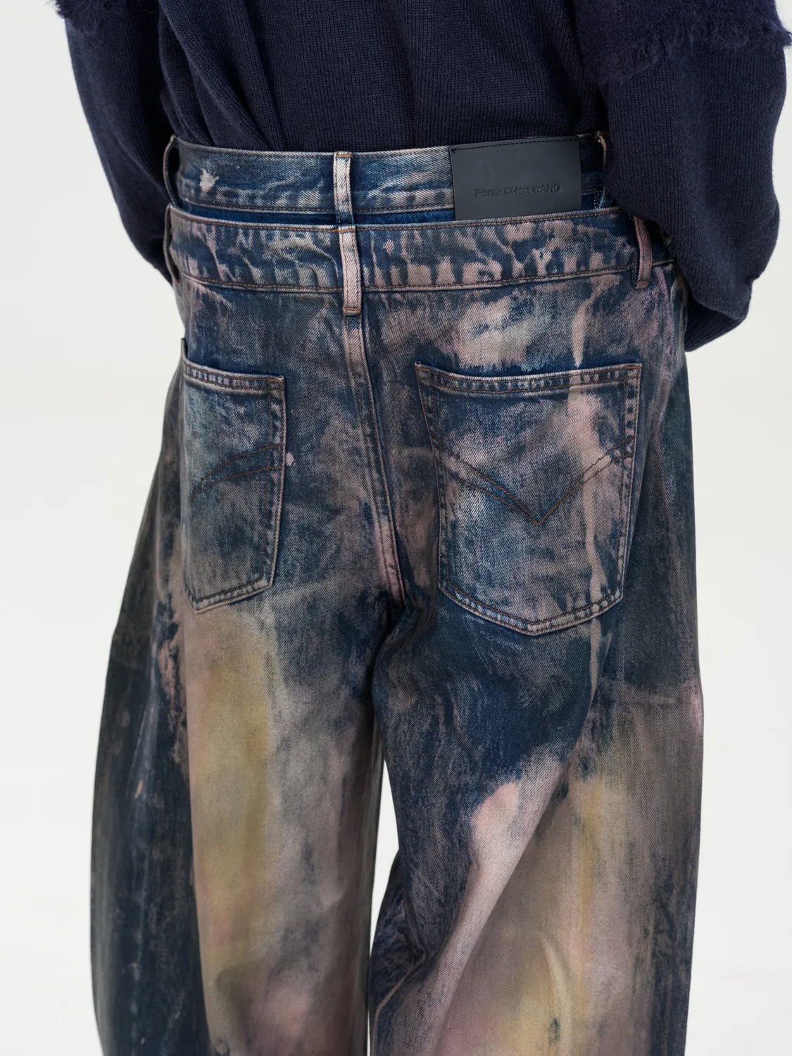 Feng Chen Wang Tie-Dye Coated jeans brun coated