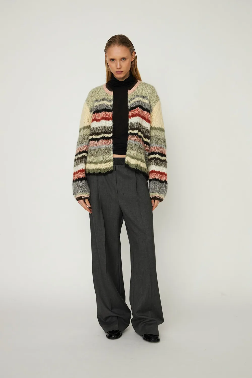 DAWNXDARE GABI strikcardigan 993 WOODEN stribet