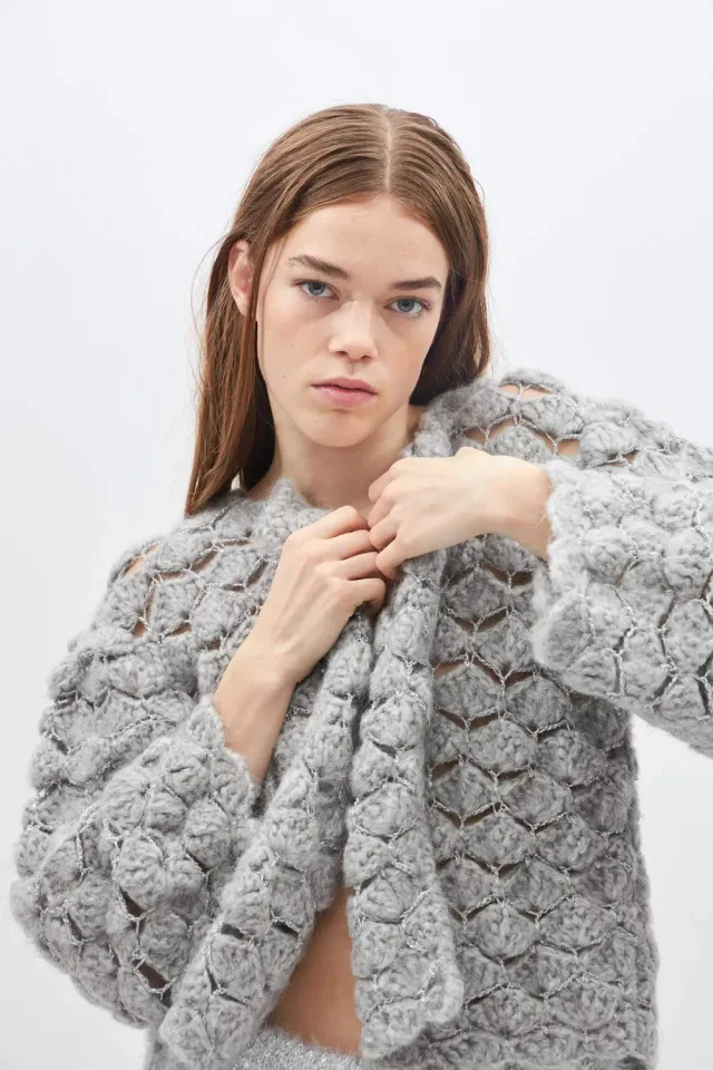 DAWNXDARE Ginza cardigan 190 cloud silver hæklet