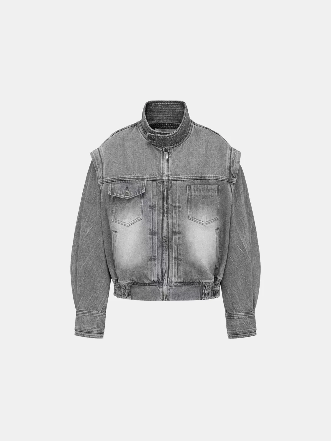 Feng Chen Wang Deconstructed denimjakke grå XS-XL oversize