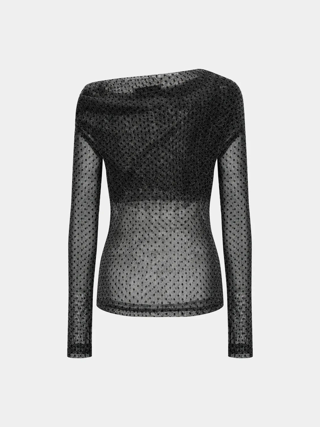 Feng Chen Wang Black Polka Dot One-Shoulder top sort semitransparent