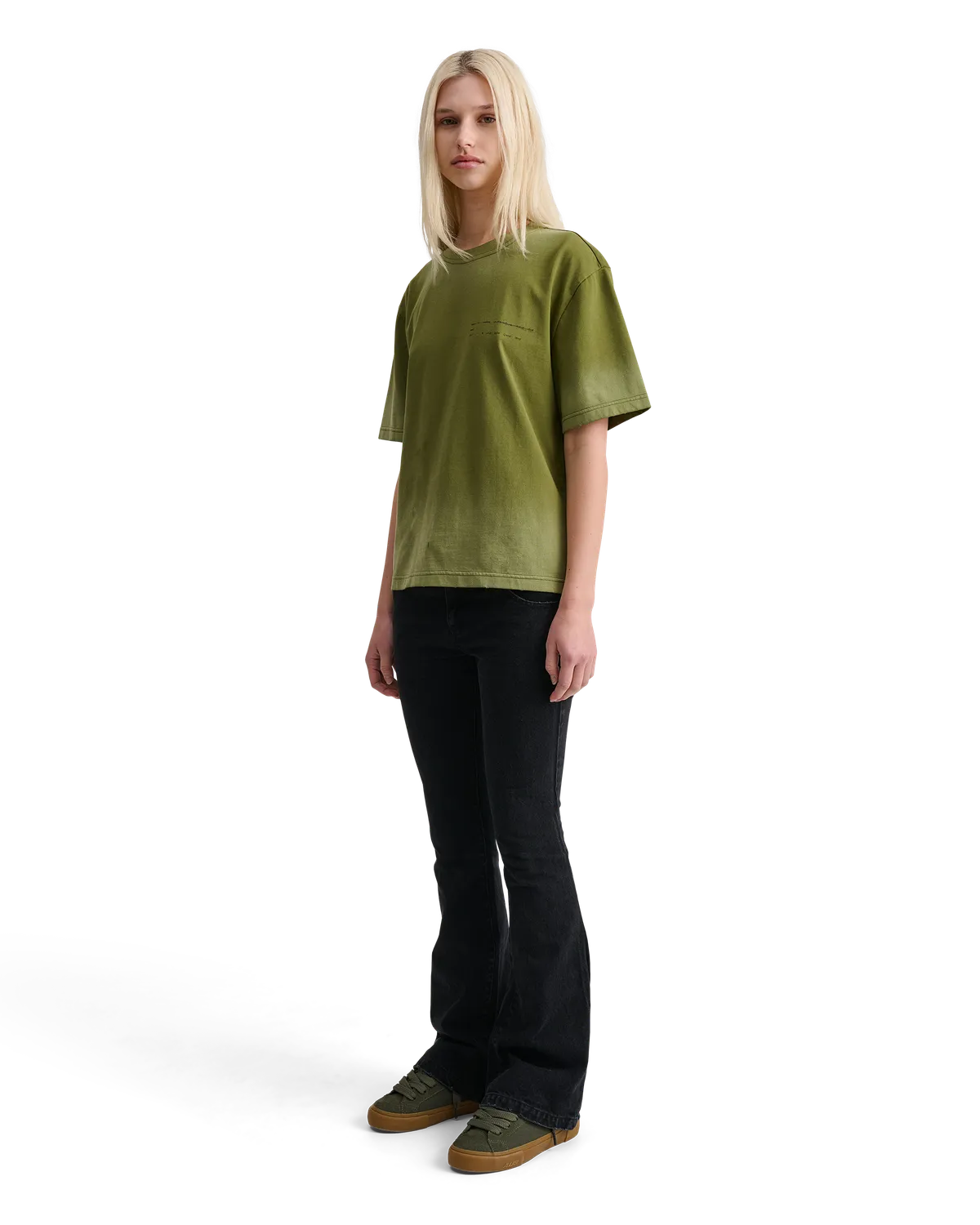 Alis Torey cropped t-shirt faded olive bomuld