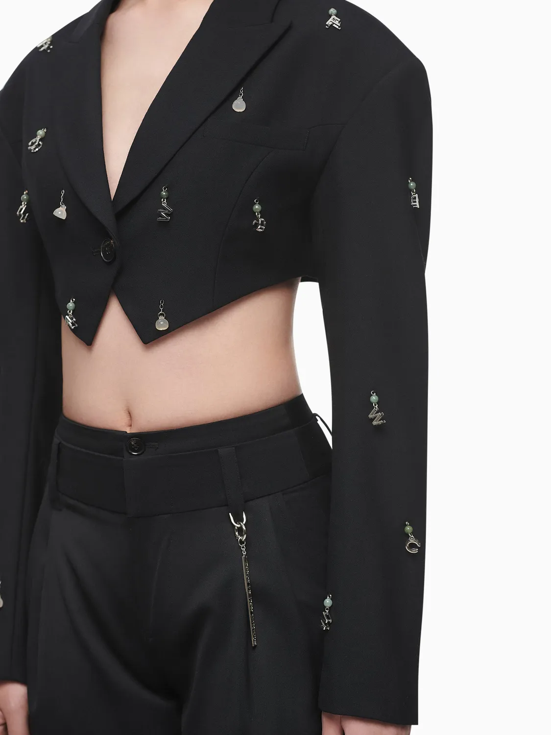 Feng Chen Wang embellished jakke sort cropped