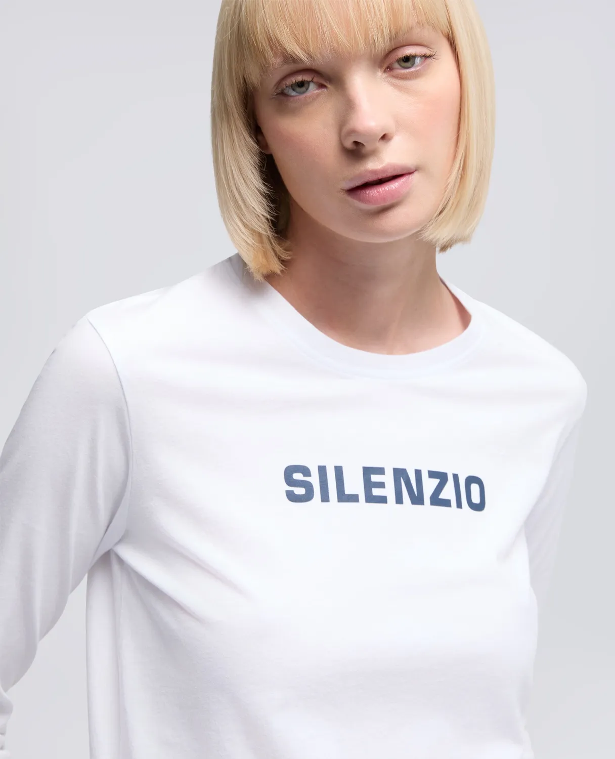 Aspesi Silence langærmet T-shirt hvid bomuld