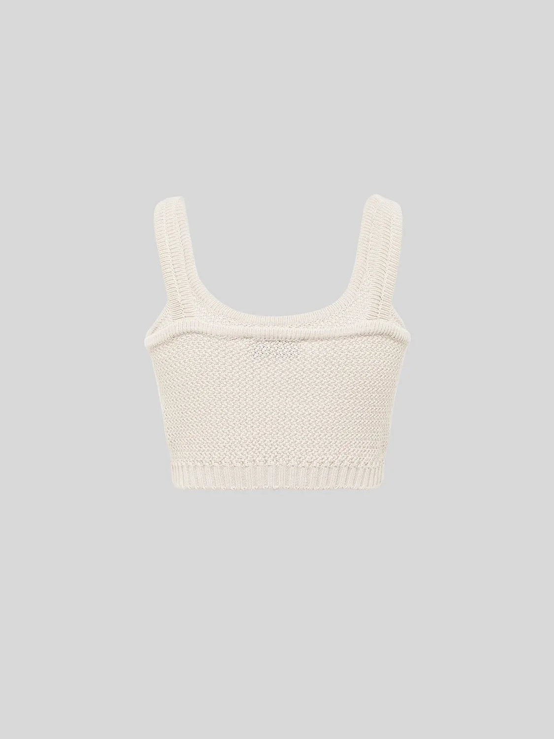 Laneus Knitted Top croptop creme ren bomuld