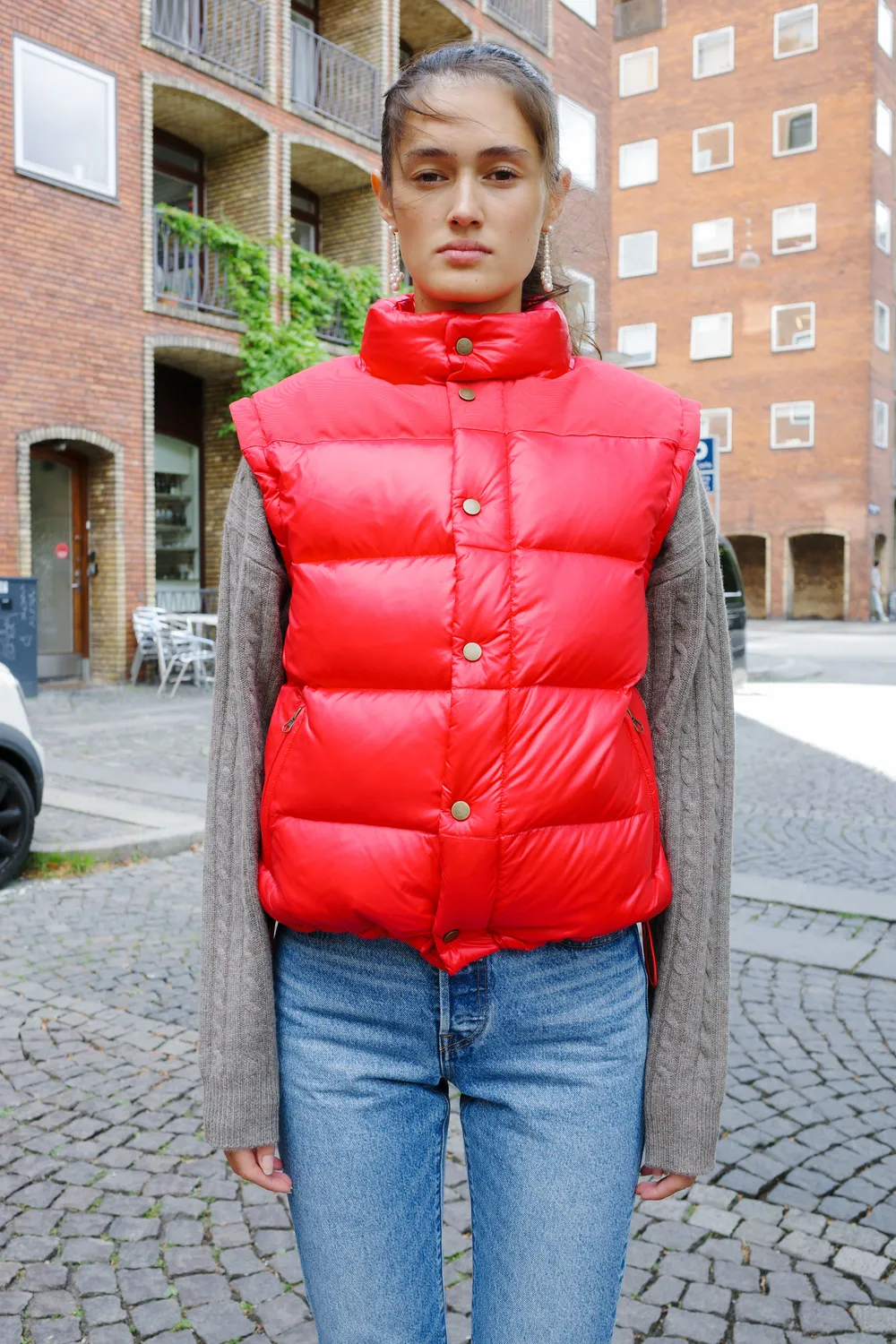 Caro Editions Puffer Nylon Feather Red dynejakke rød