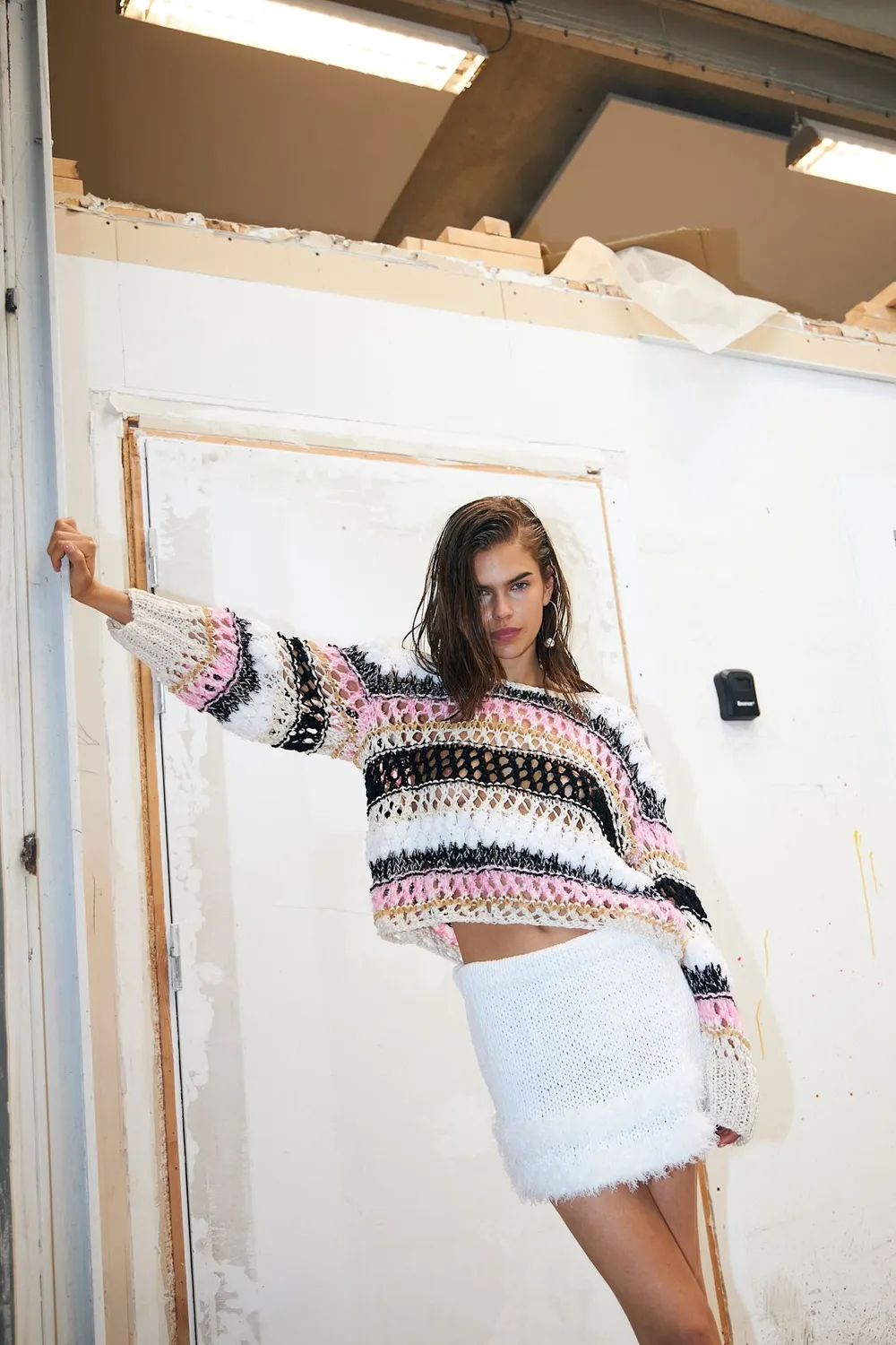 DAWNXDARE ELOISE strikpullover 920 pink multi hulmønster