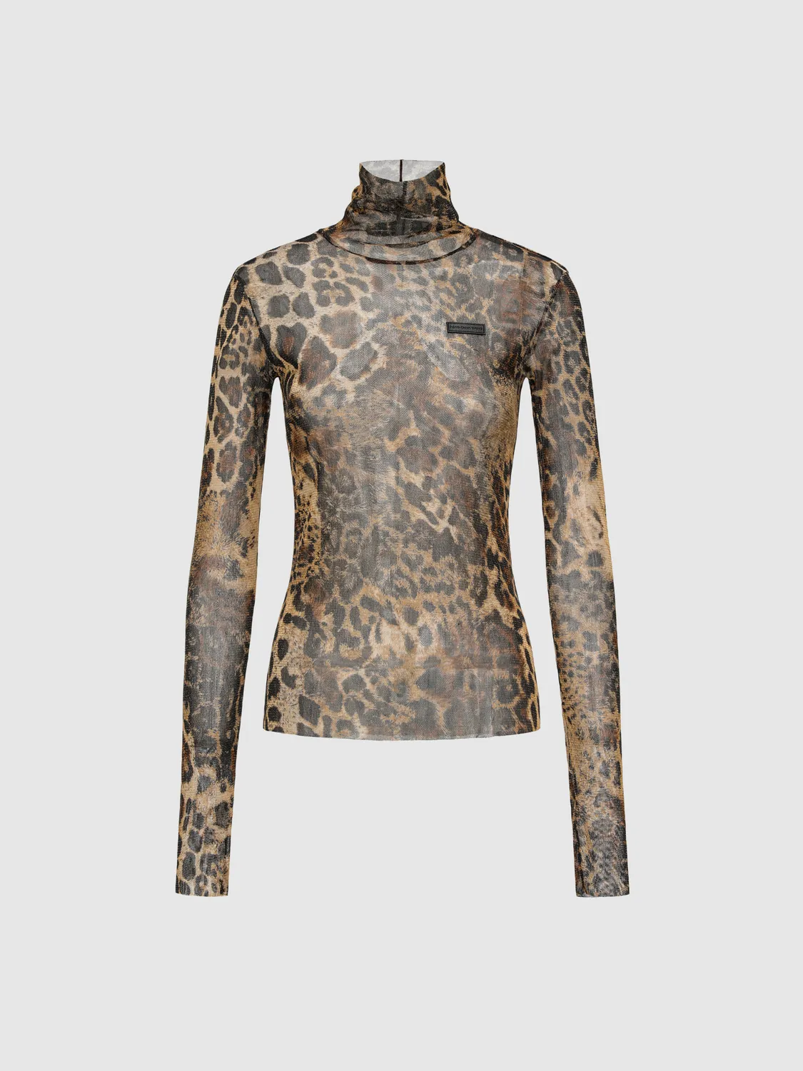 Feng Chen Wang Leopard langærmet t-shirt høj hals
