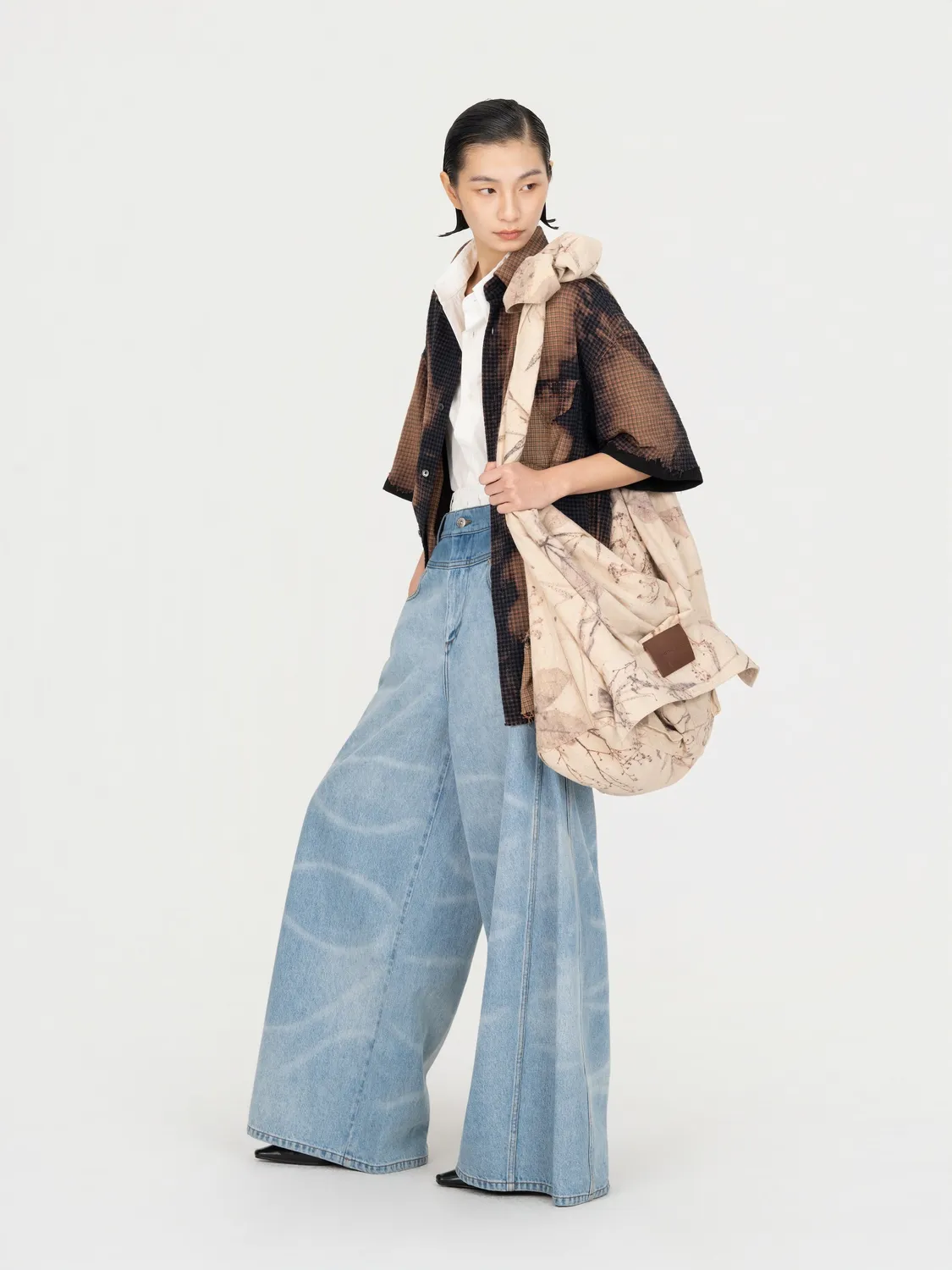 Feng Chen Wang Decayed Check kortærmet skjorte batik tern