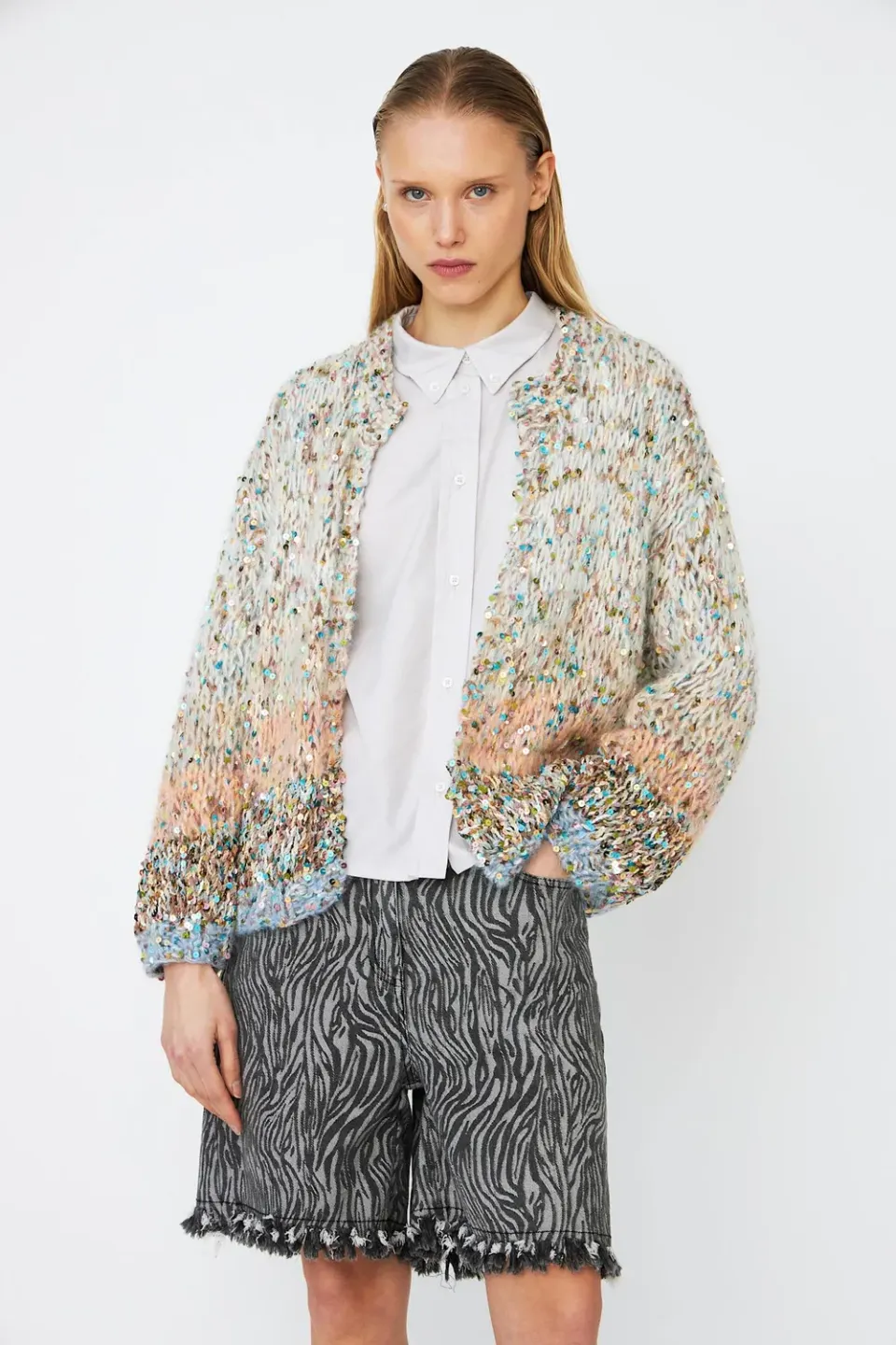 DAWNXDARE GABI 900 Multi strikcardigan pailletter