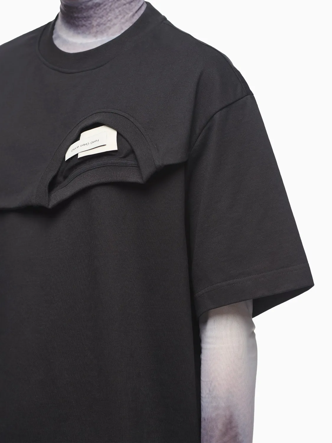 Feng Chen Wang Double Crew Neck T-shirt sort bomuld