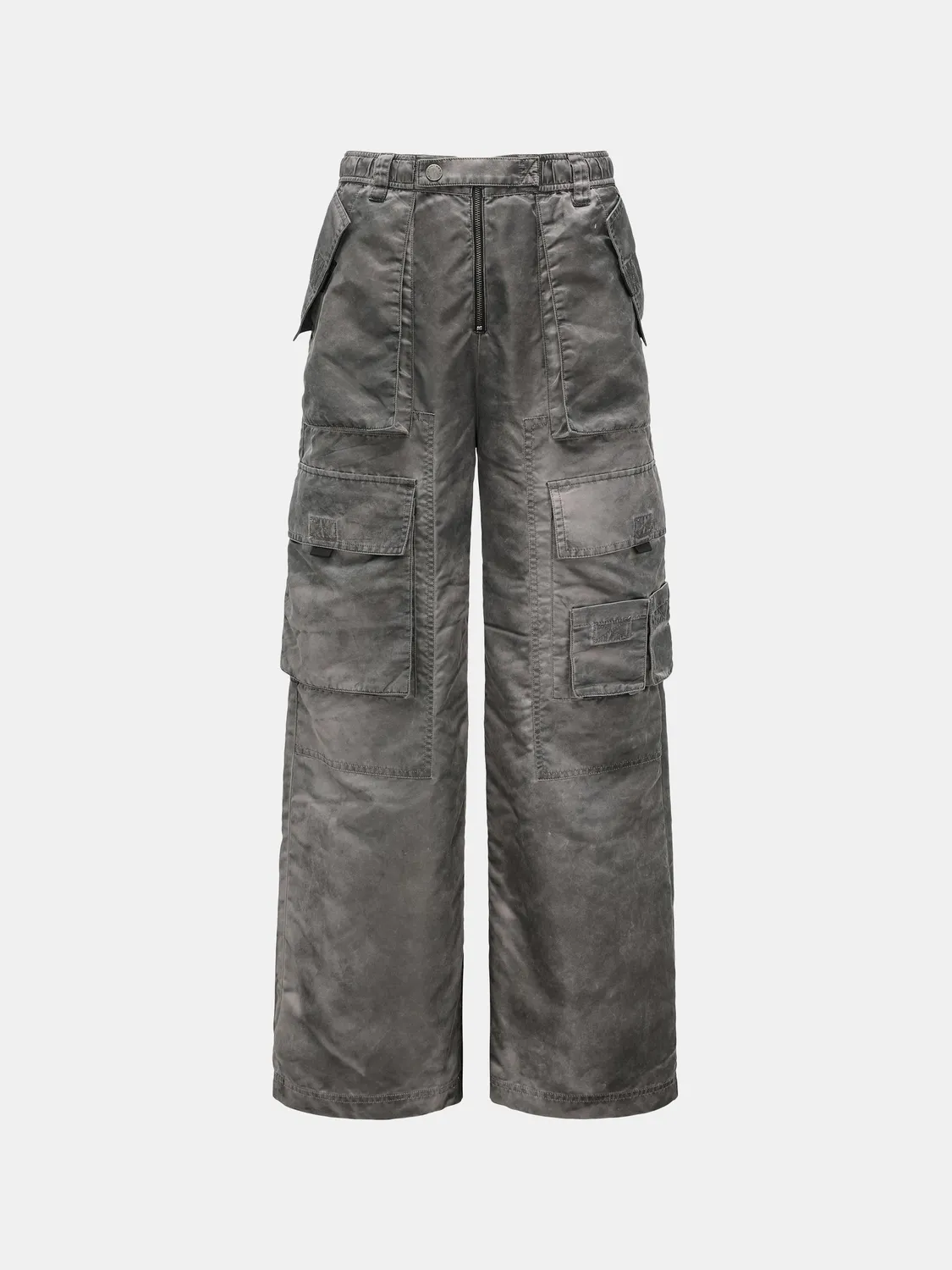 Feng Chen Wang Grey Sandwashed nylon cargobukser grå