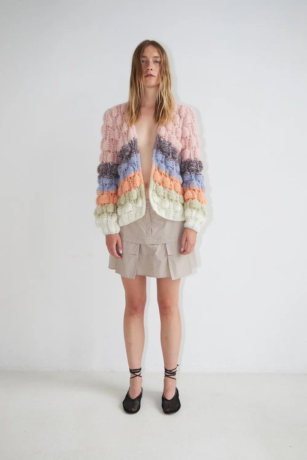 DAWNXDARE Arena Rainbow 820 Pastel Rainbow cardigan mohair