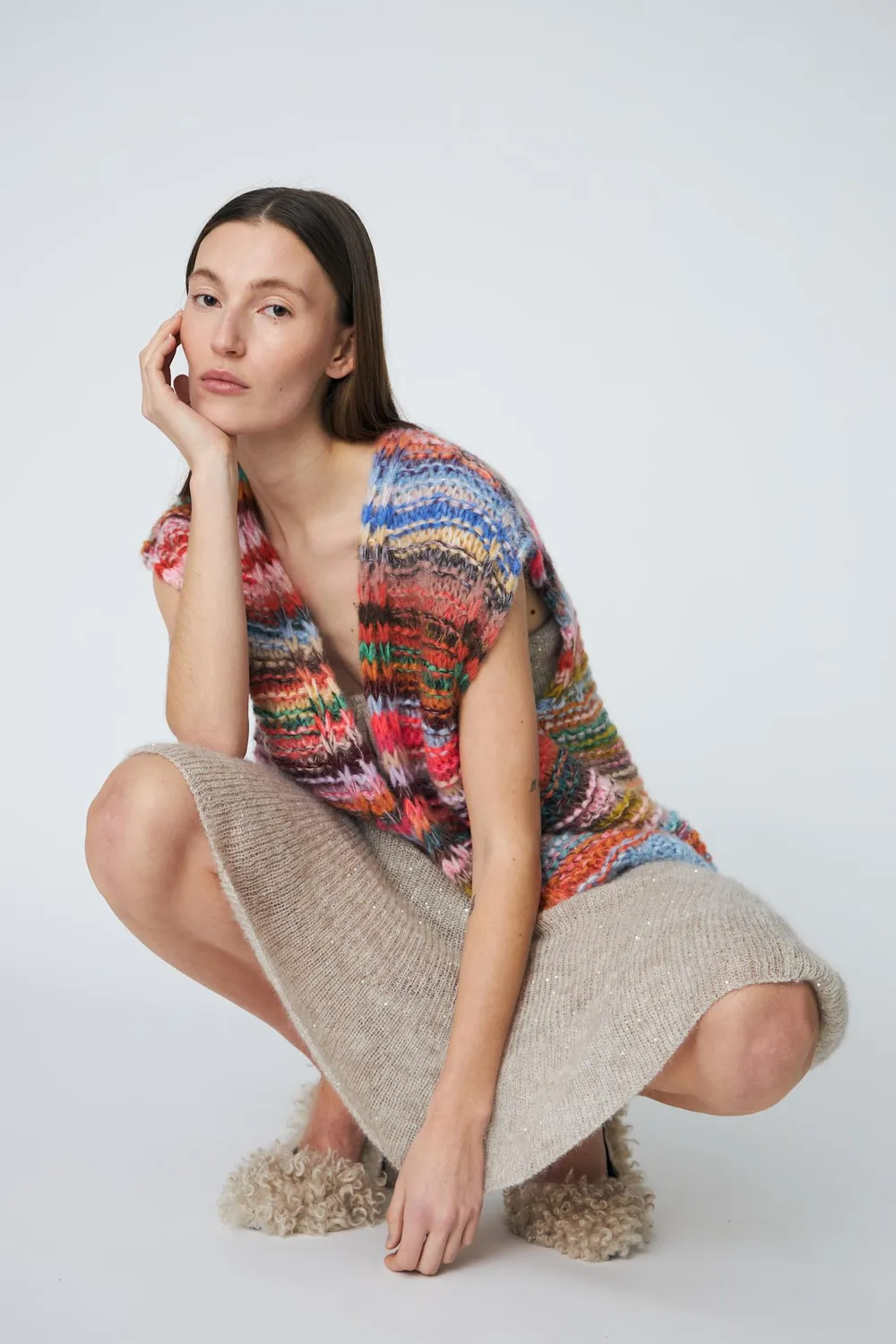 DAWNXDARE Maggie Dress strikskørt 110 cement mohair