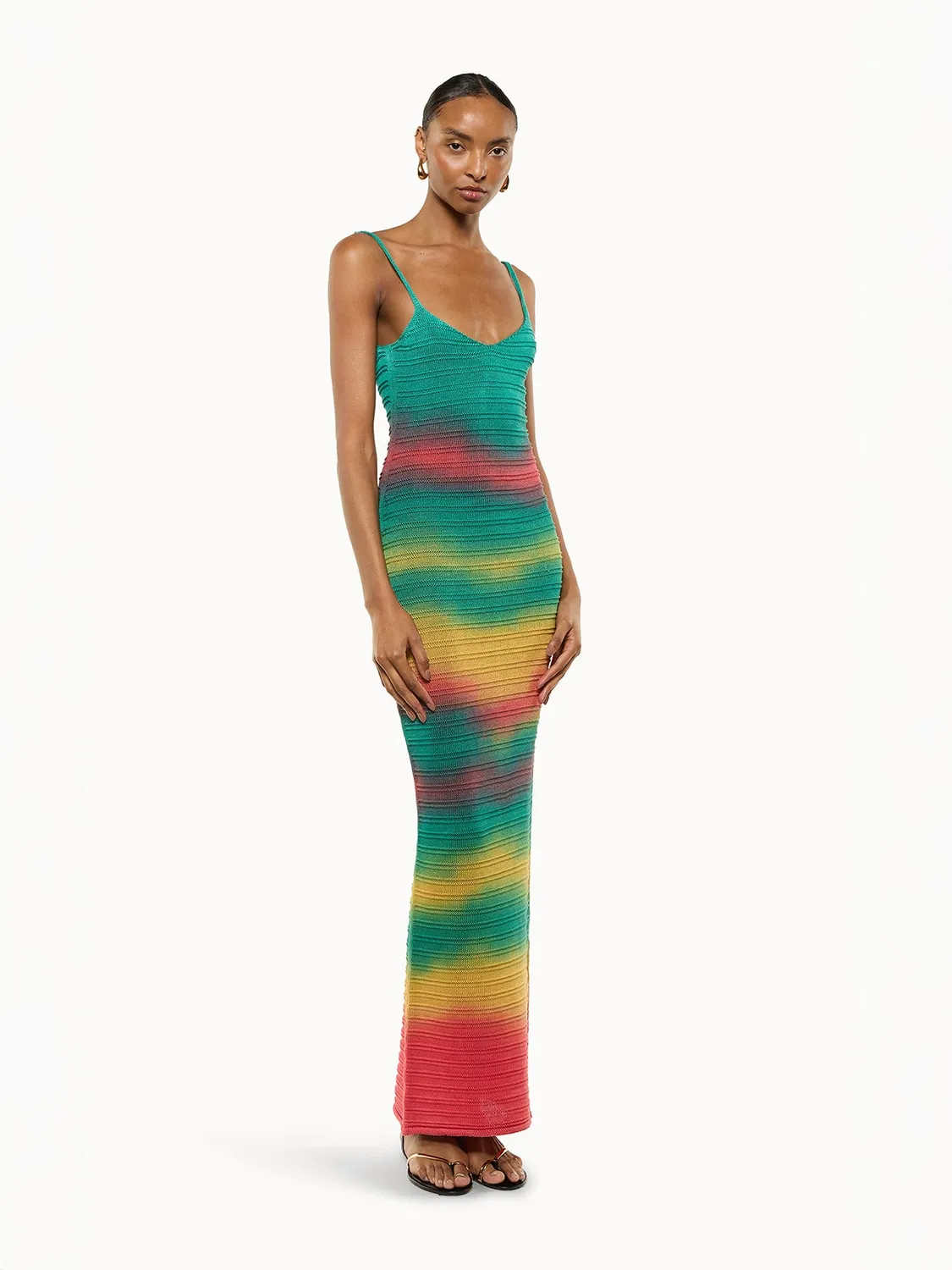 Laneus rainbow strikkjole multicolour bomuld