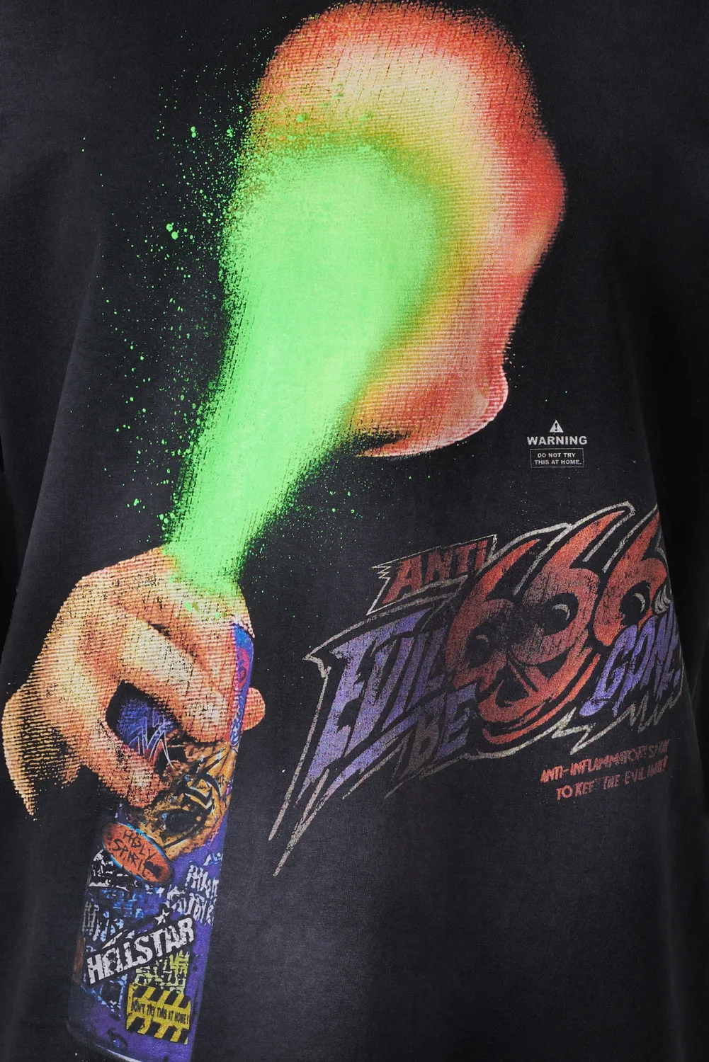 Hellstar Anti-Spray T-shirt sort bomuld stort print