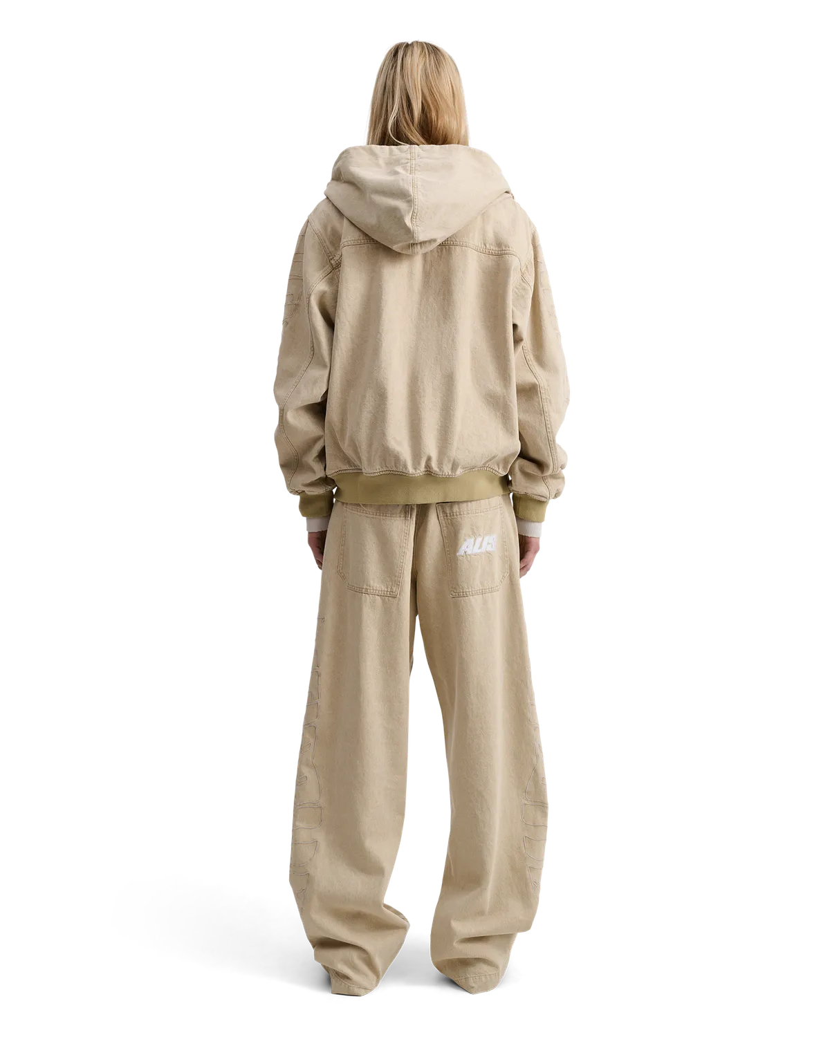Alis Bam Wide Fit Jeans faded sand broderi
