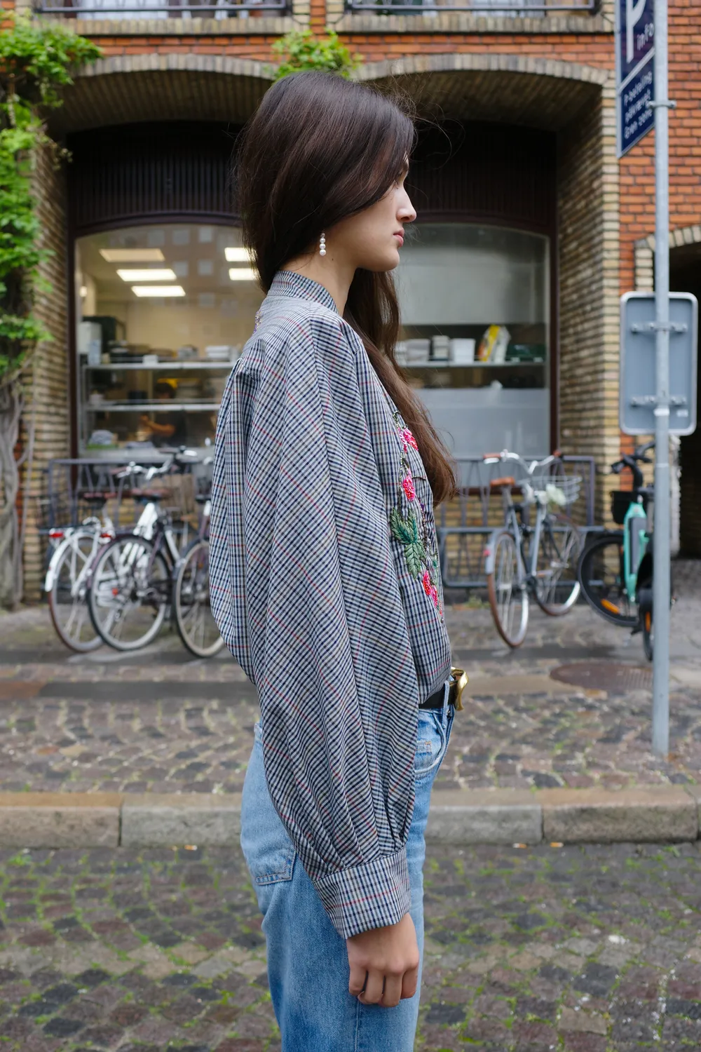 Caro Editions Susan skjortejakke ternet broderi