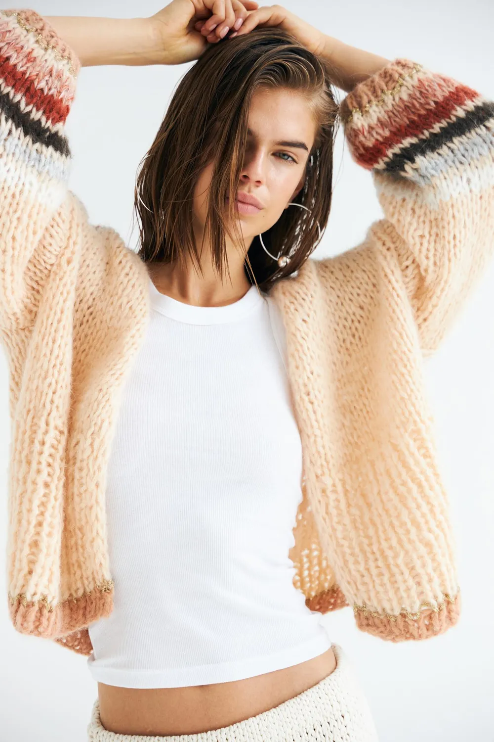 DAWNXDARE Eden 104 Wheat strikcardigan stribet