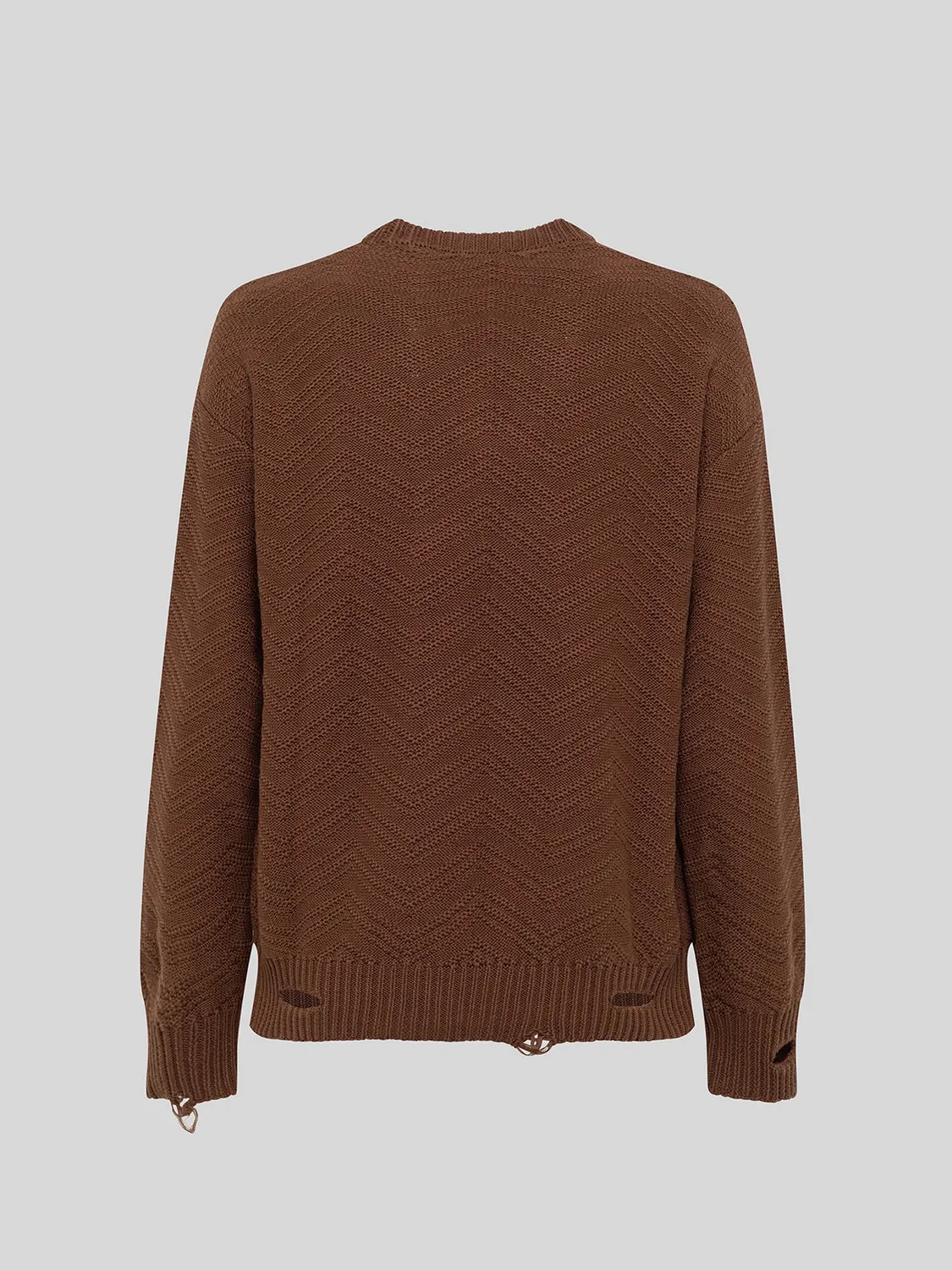 Laneus Chevron V-neck sweater brun bomuld