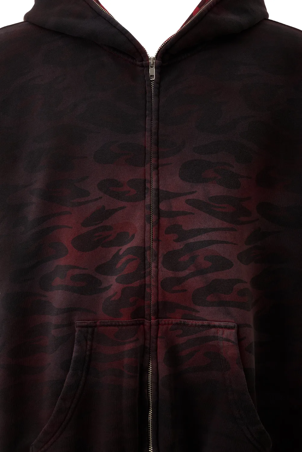 Hellstar Overdyed Cheetah hoodie rød – lynlås