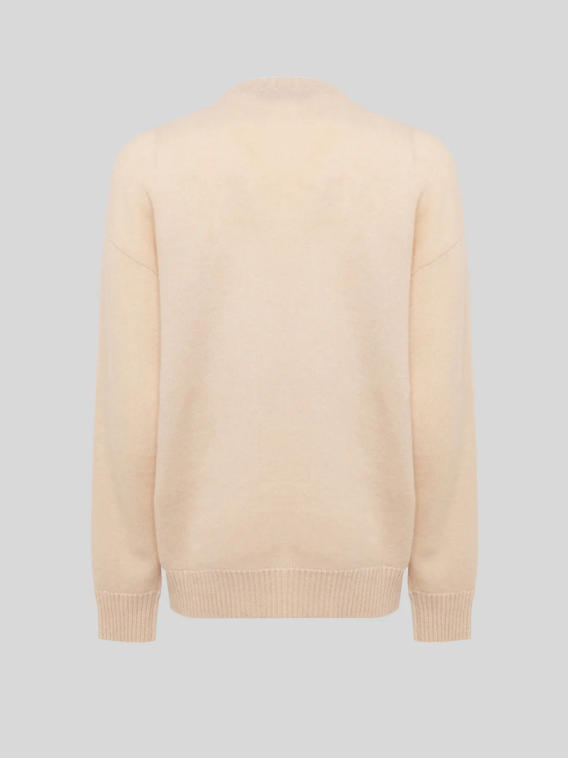 Laneus Cashmere and Silk Crewneck strik creme herre