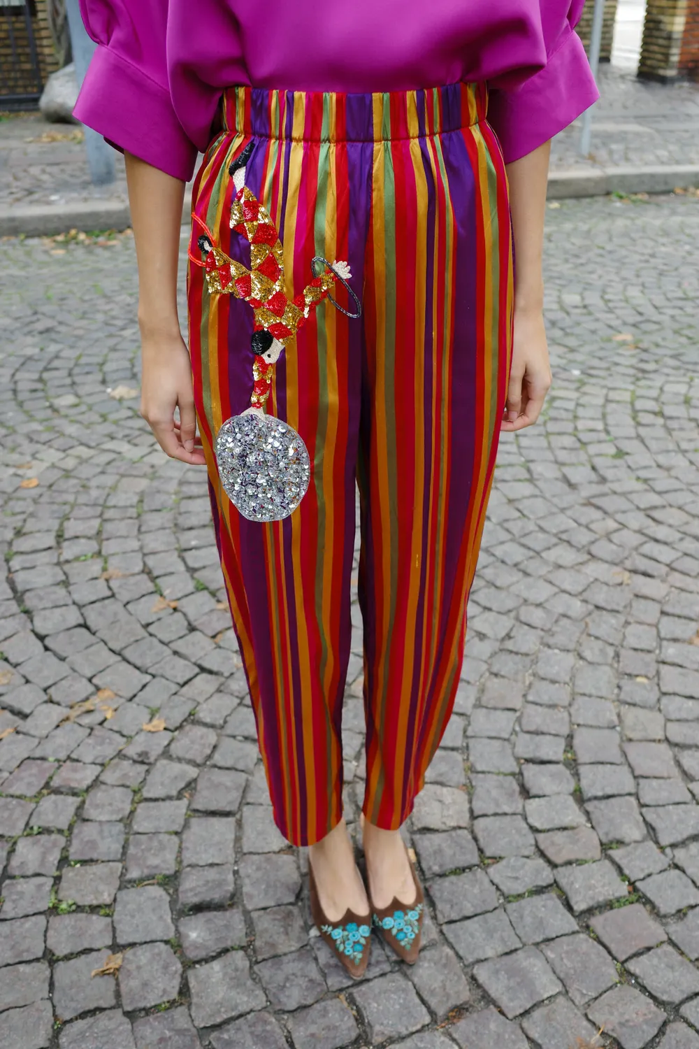 Caro Editions Coco bukser stribet klovn silke