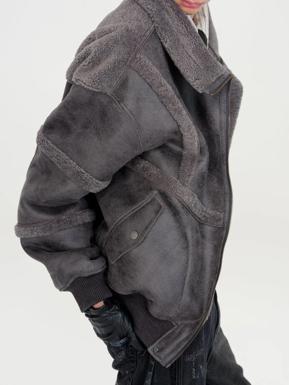 Feng Chen Wang Reversible Shearling jakke vendbar M