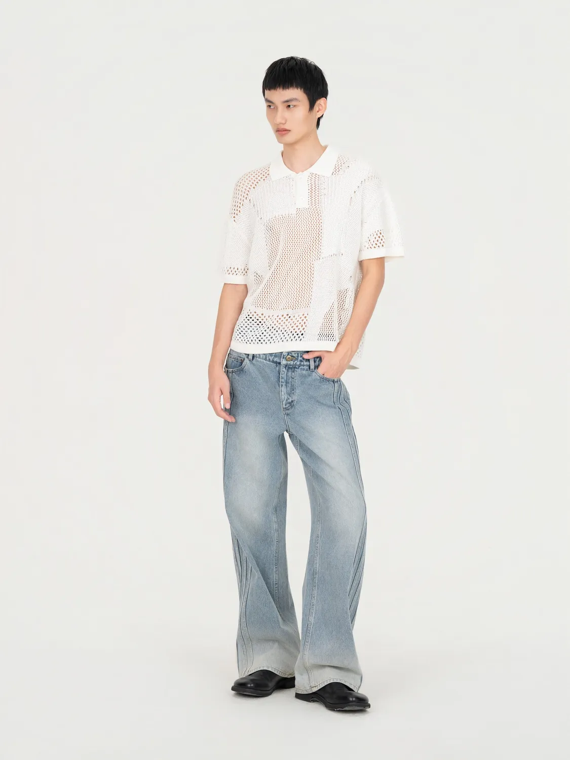 Feng Chen Wang Knit Polo hvid strik S-M-L