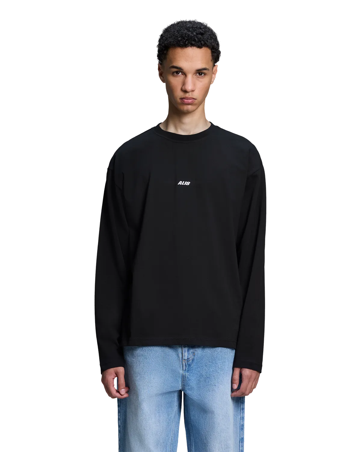 Alis Joshua langærmet t-shirt Solid Black bomuld