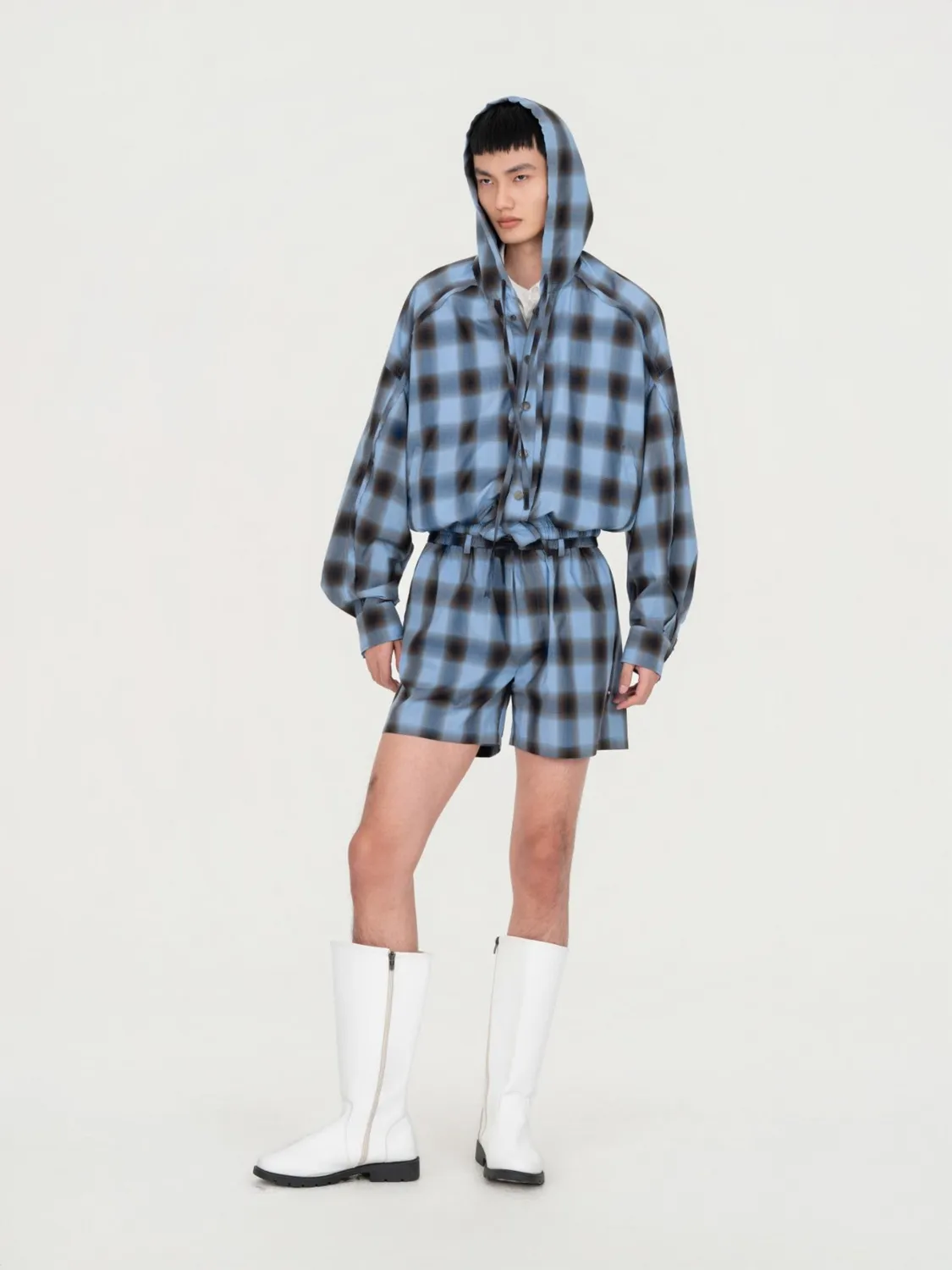 Feng Chen Wang Blue Check hættejakke blå ternet