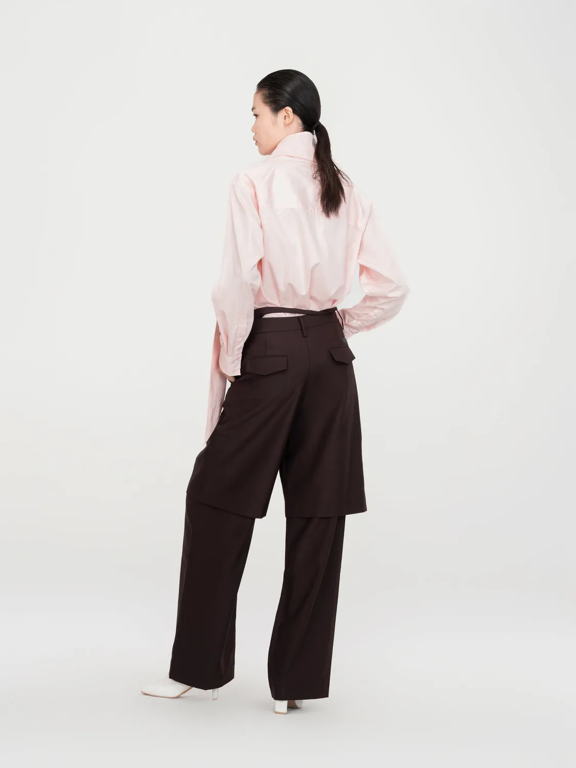 Feng Chen Wang Draped bluse pink med tørklæde